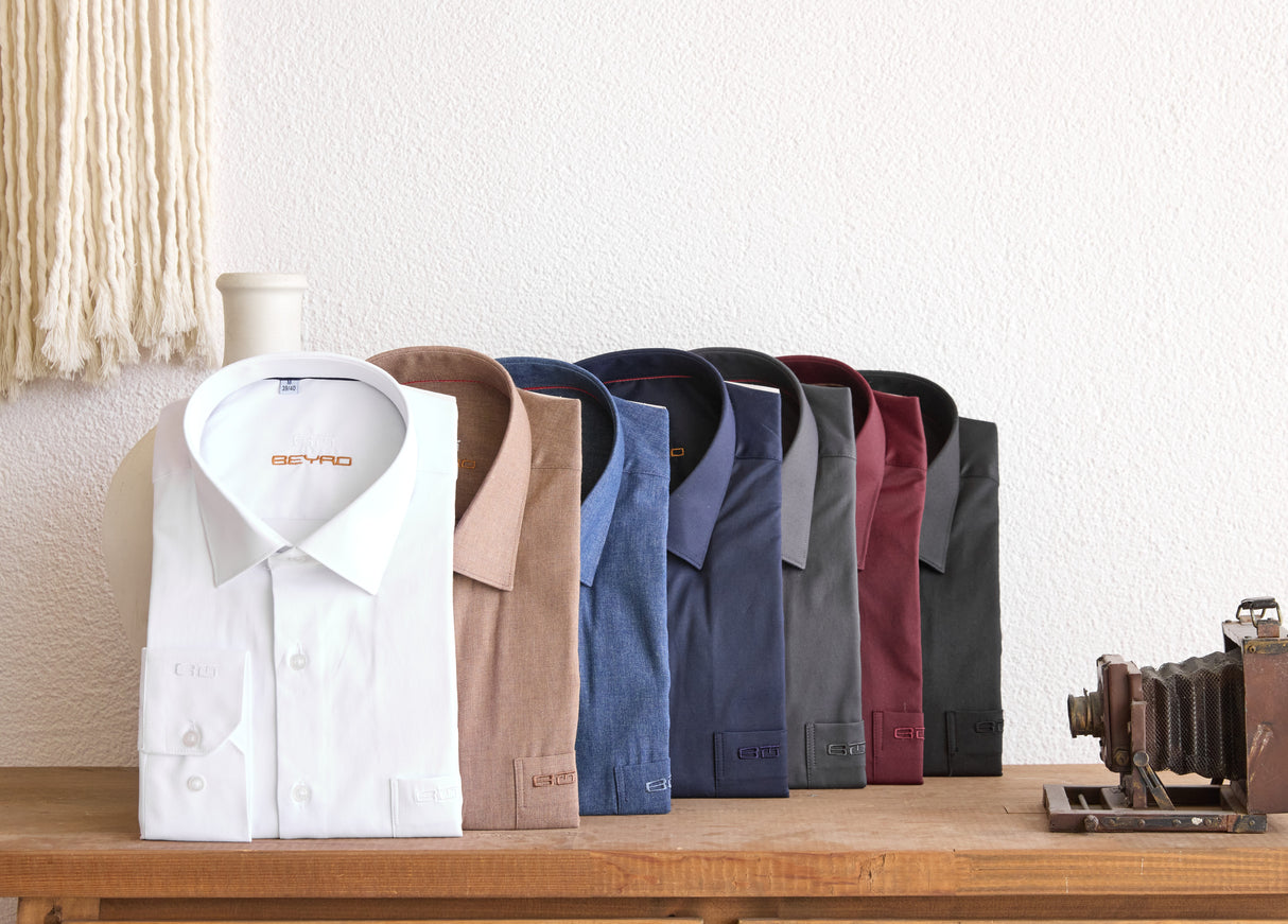 BH100 Klassisches Herrenhemd mit Brusttasche – Bügelleichtes Baumwoll-Satin, Komfort-Passform