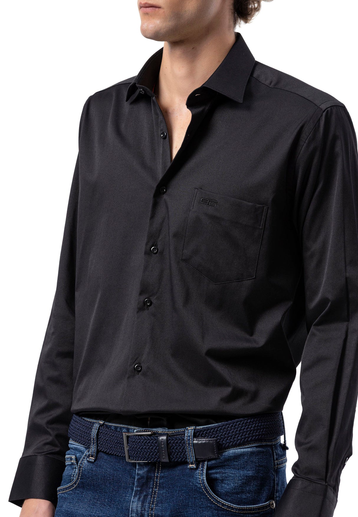 BH100 Klassisches Herrenhemd mit Brusttasche – Bügelleichtes Baumwoll-Satin, Komfort-Passform