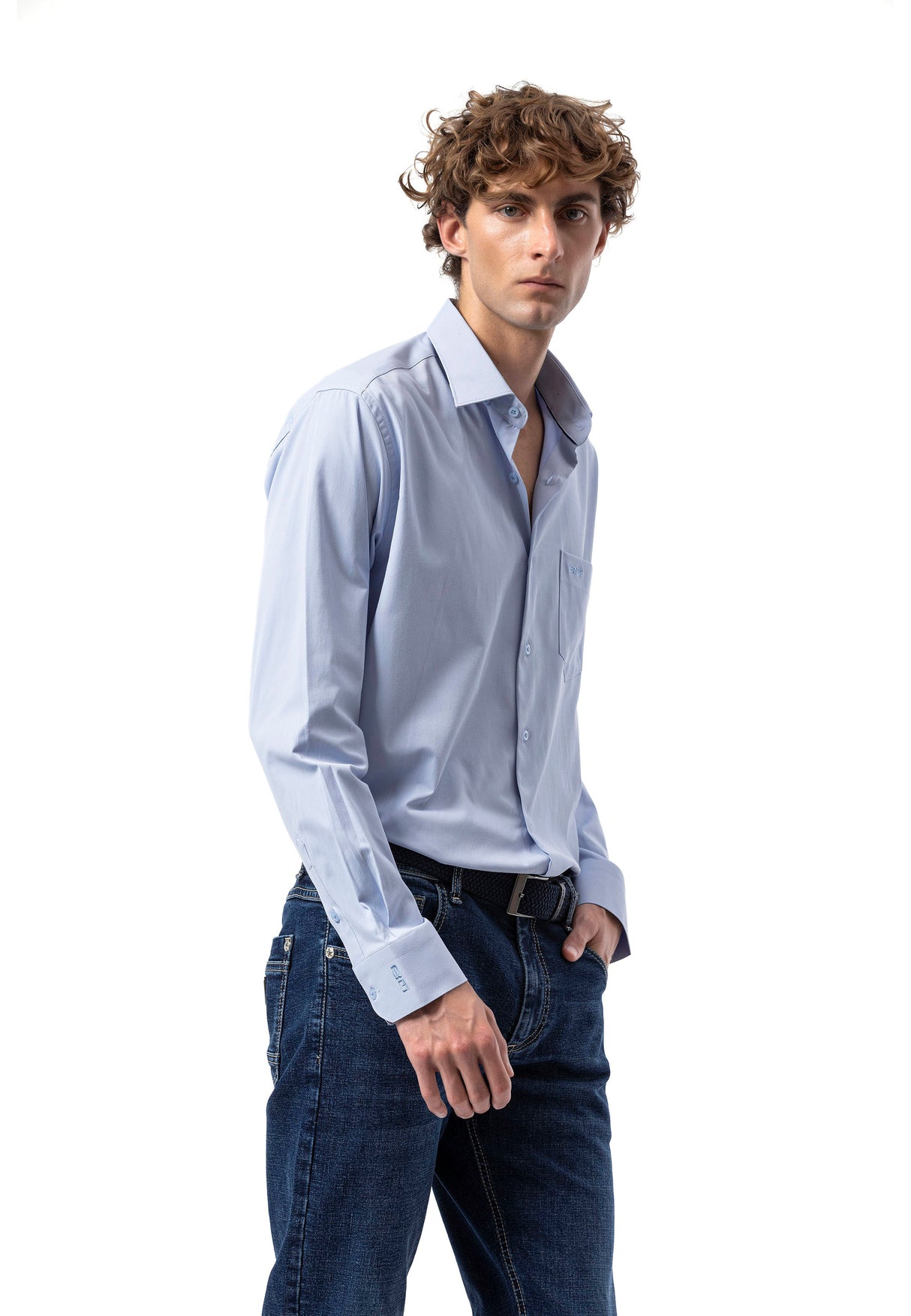 BH100 Klassisches Herrenhemd mit Brusttasche – Bügelleichtes Baumwoll-Satin, Komfort-Passform