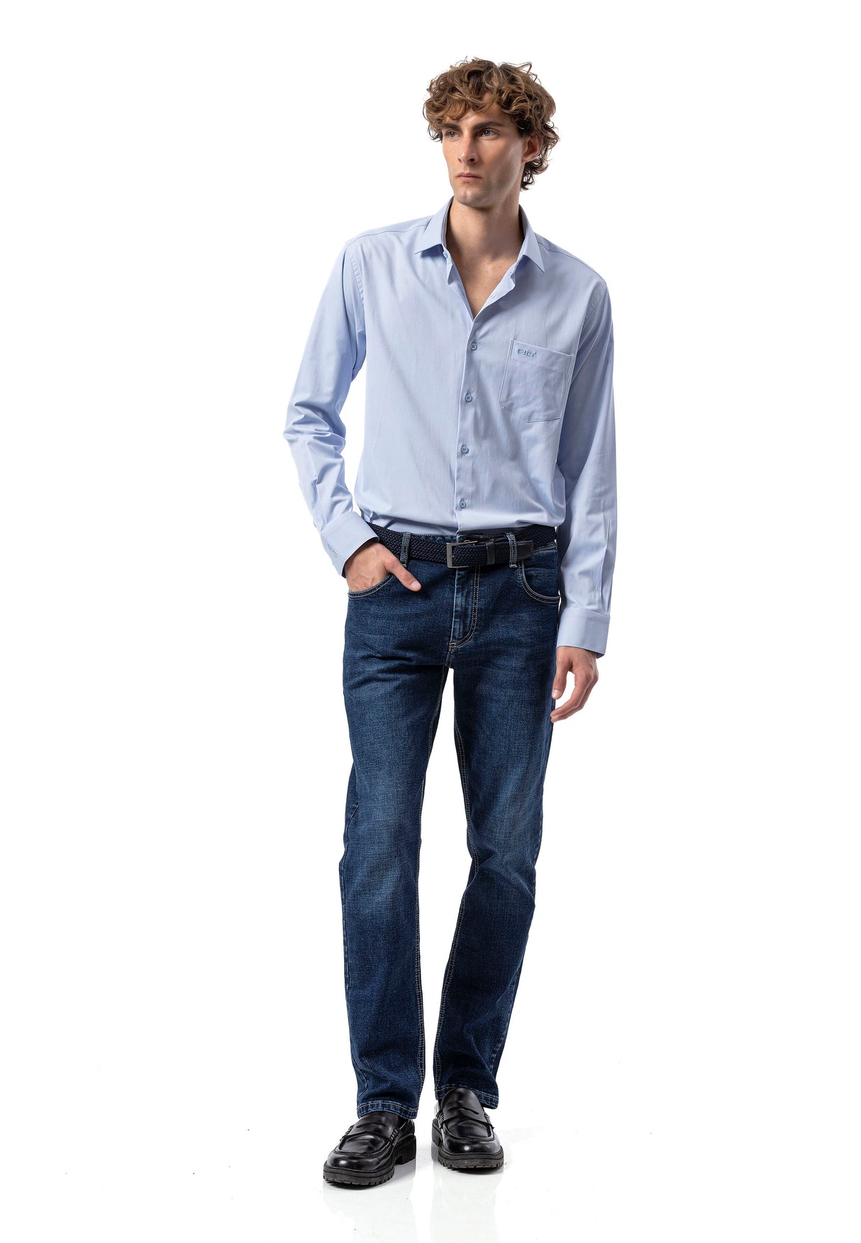 BH100 Klassisches Herrenhemd mit Brusttasche – Bügelleichtes Baumwoll-Satin, Komfort-Passform