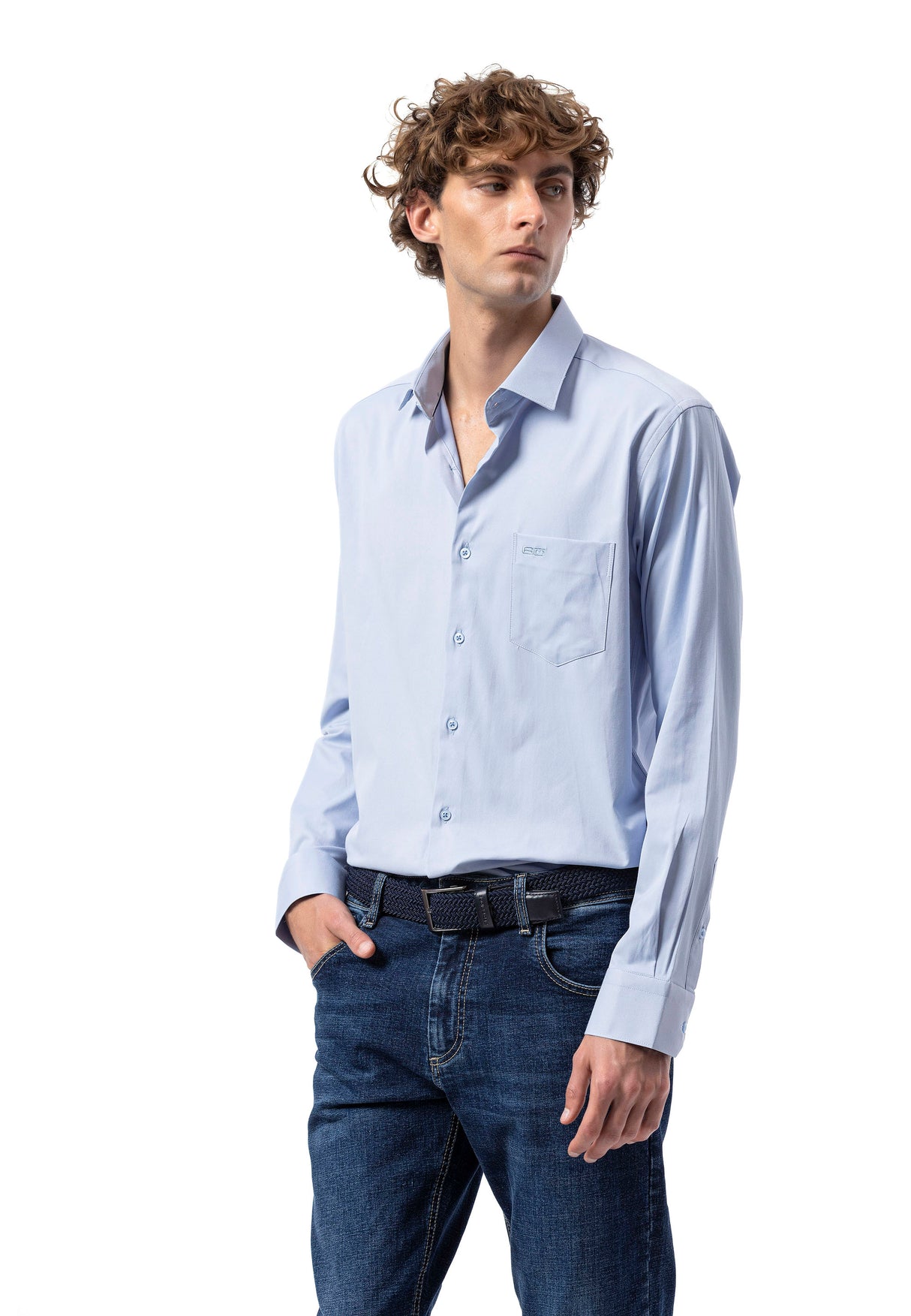 BH100 Klassisches Herrenhemd mit Brusttasche – Bügelleichtes Baumwoll-Satin, Komfort-Passform