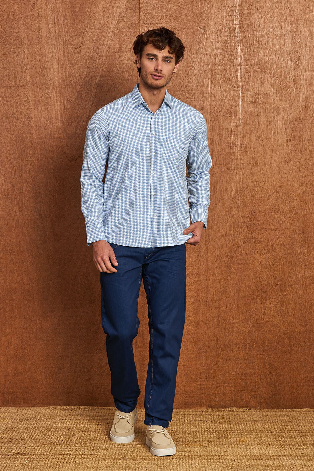 BH102 Klassisches Herrenhemd – Regular Fit, Baumwoll-Satin, Bügelleicht mit Brusttasche