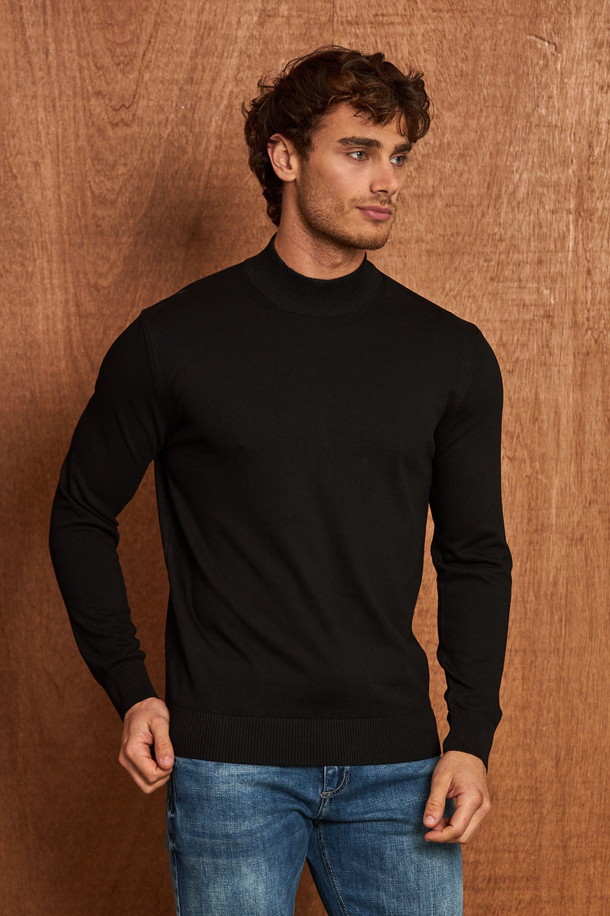 BP201 Herren Pullover mit Stehkragen – Regular Fit
