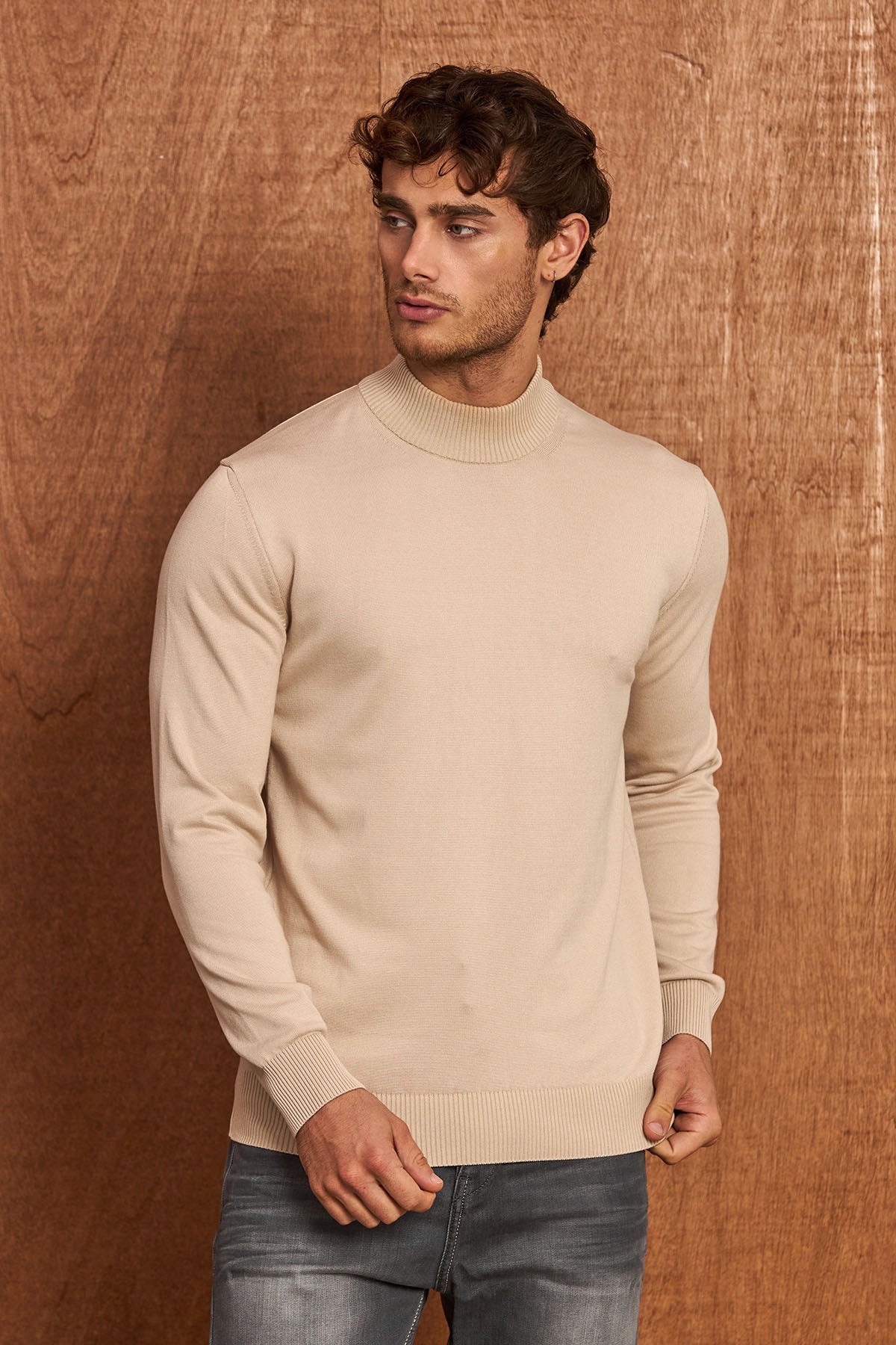 BP201 Herren Pullover mit Stehkragen – Regular Fit