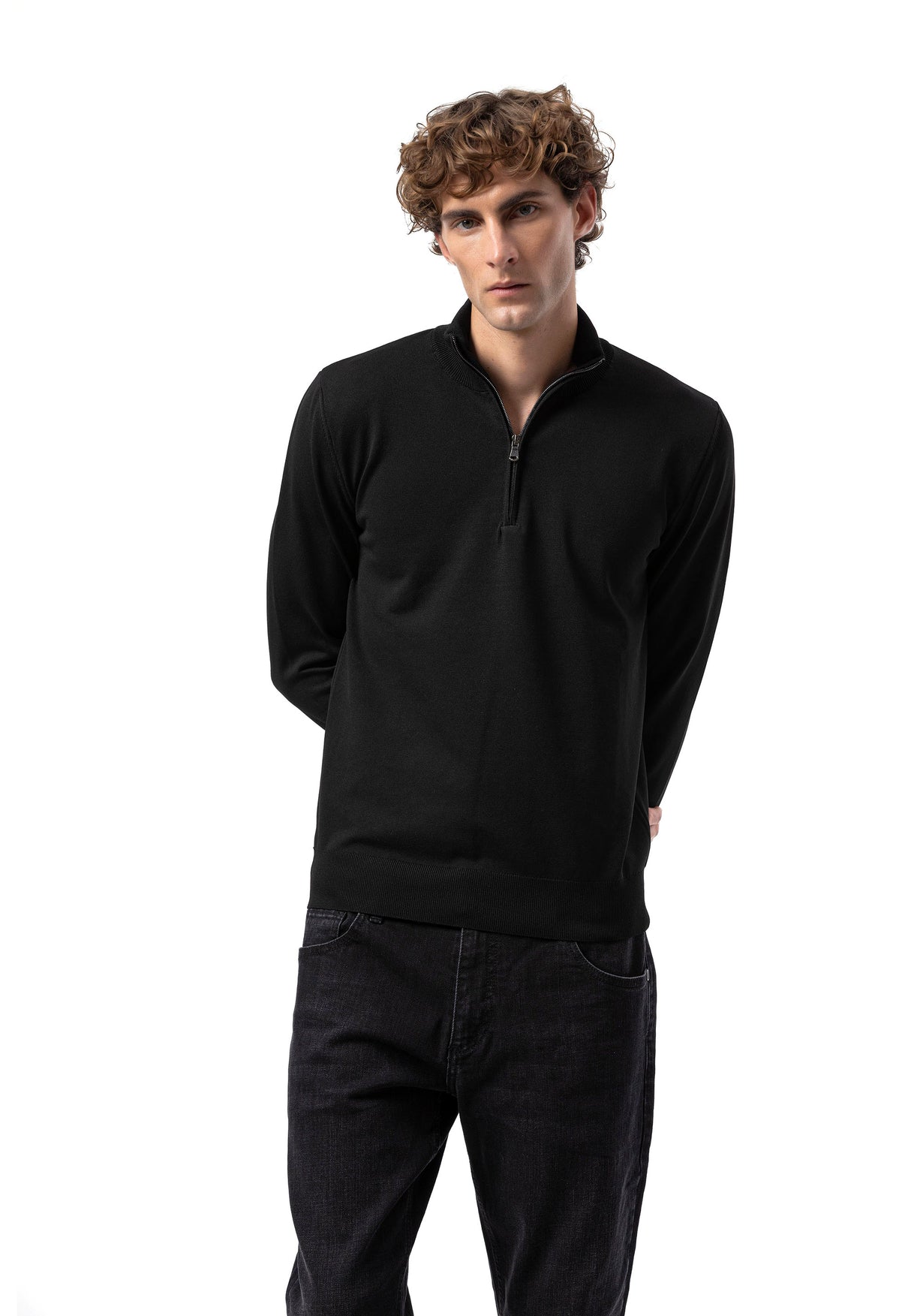 BP202 Herren Pullover mit Zipper-Kragen – Regular Fit