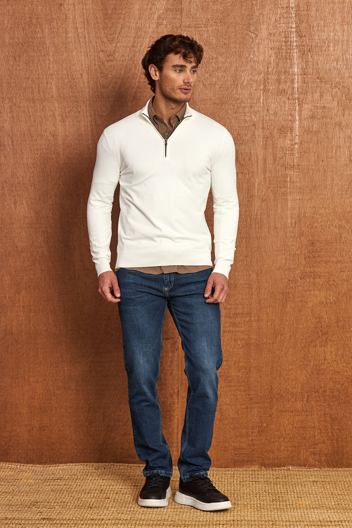 BP202 Herren Pullover mit Zipper-Kragen – Regular Fit