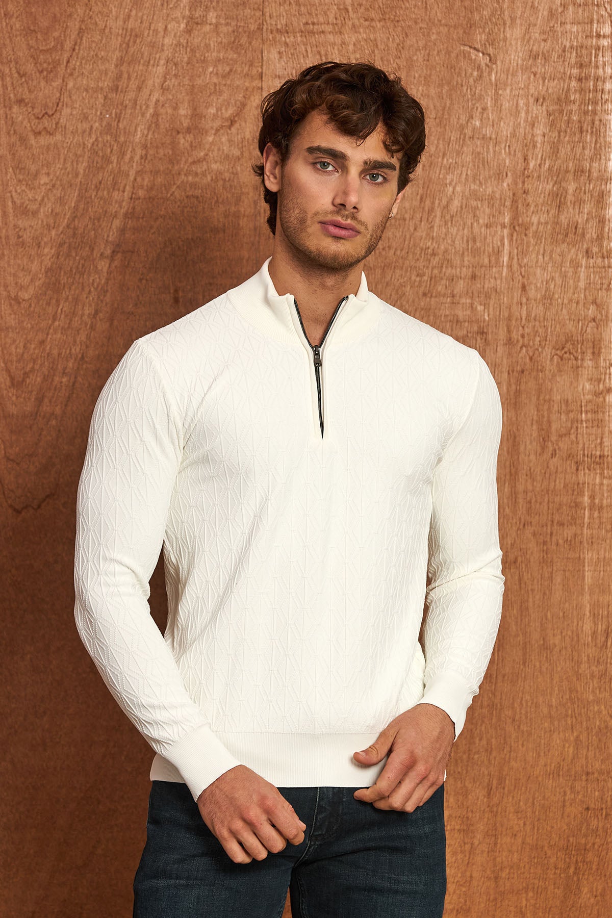 BP204 Herren Pullover mit Reißverschlusskragen – Regular Fit