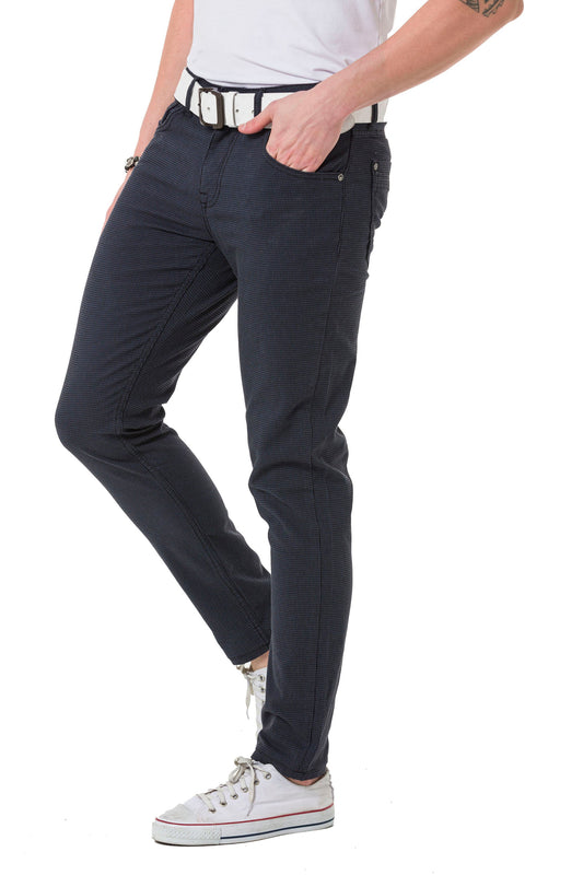 CD724 Men's basic trousers with a subtle check pattern