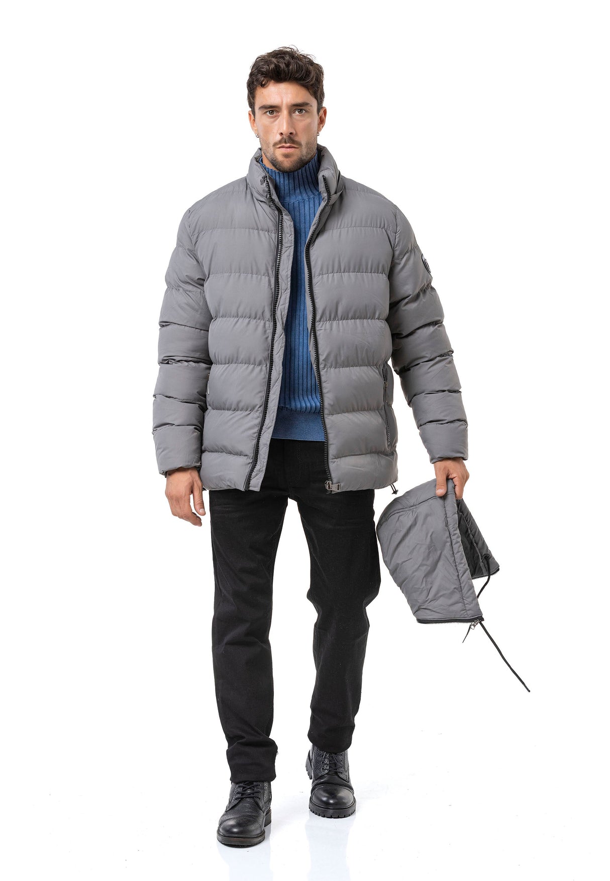 CM224 Herren Winterjacke – Klassisch & funktional | Abnehmbare Kapuze mit Reißverschluss