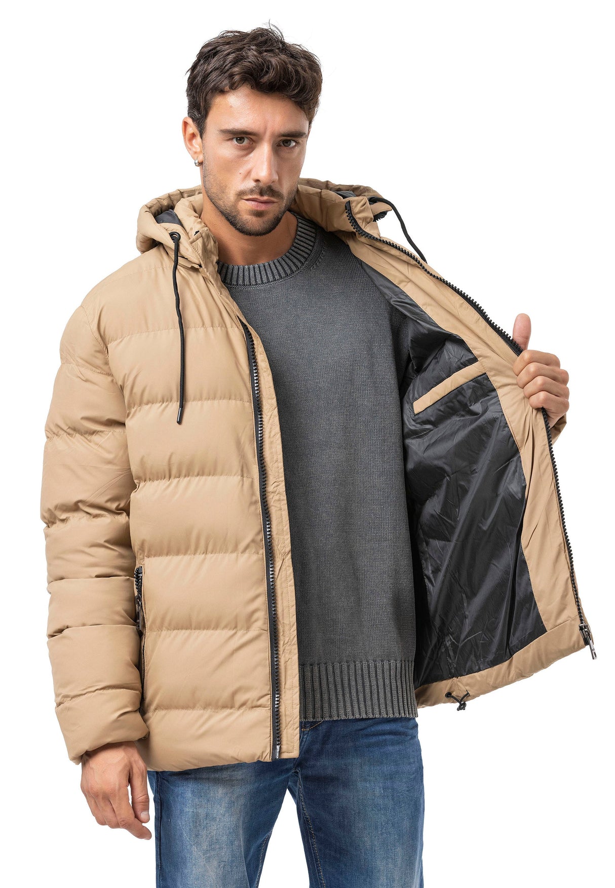 CM224 Herren Winterjacke – Klassisch & funktional | Abnehmbare Kapuze mit Reißverschluss