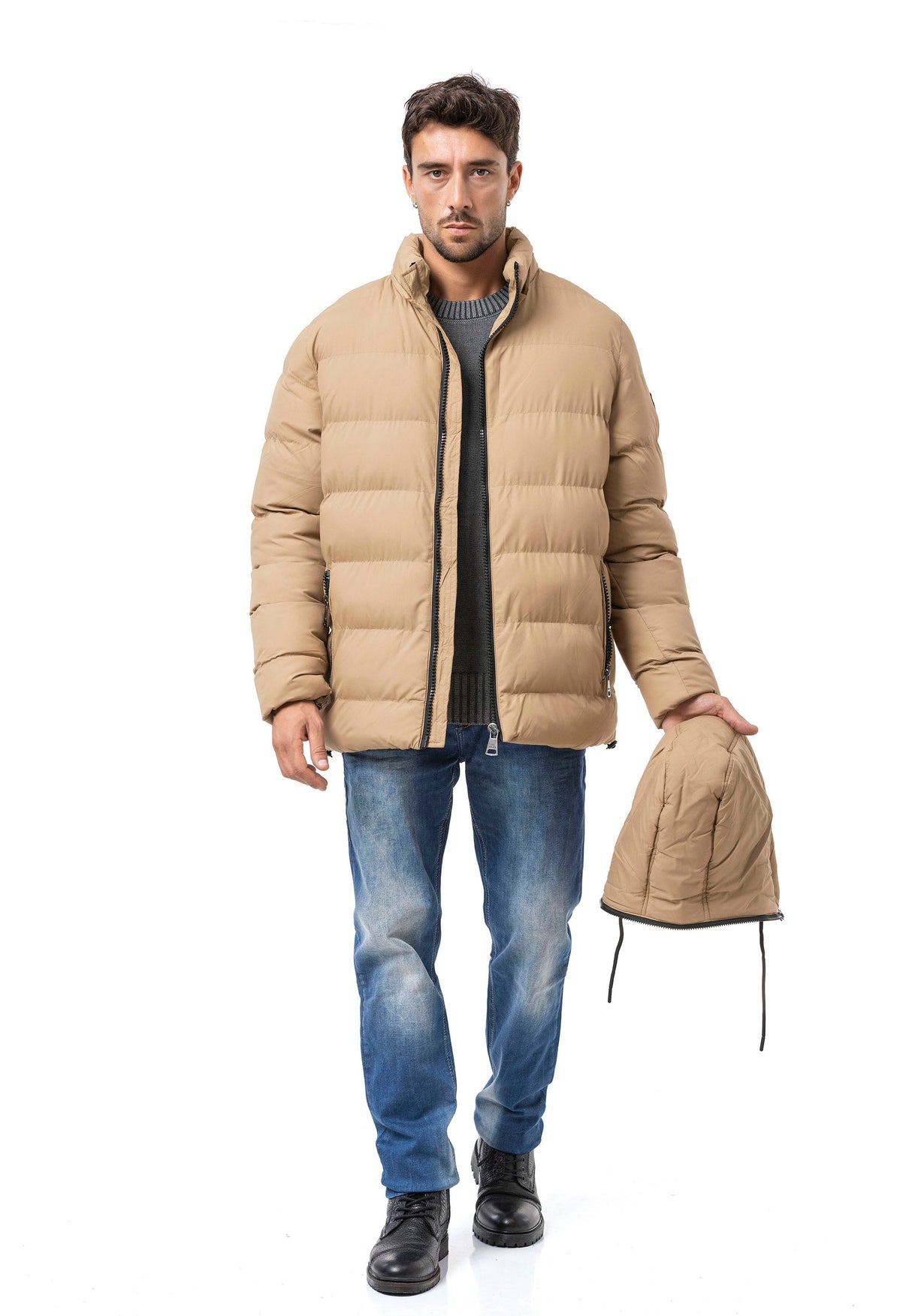 CM224 Herren Winterjacke – Klassisch & funktional | Abnehmbare Kapuze mit Reißverschluss