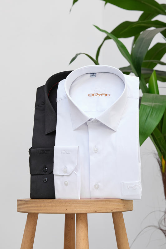 BH100 Klassisches Herrenhemd mit Brusttasche – Bügelleichtes Baumwoll-Satin, Komfort-Passform