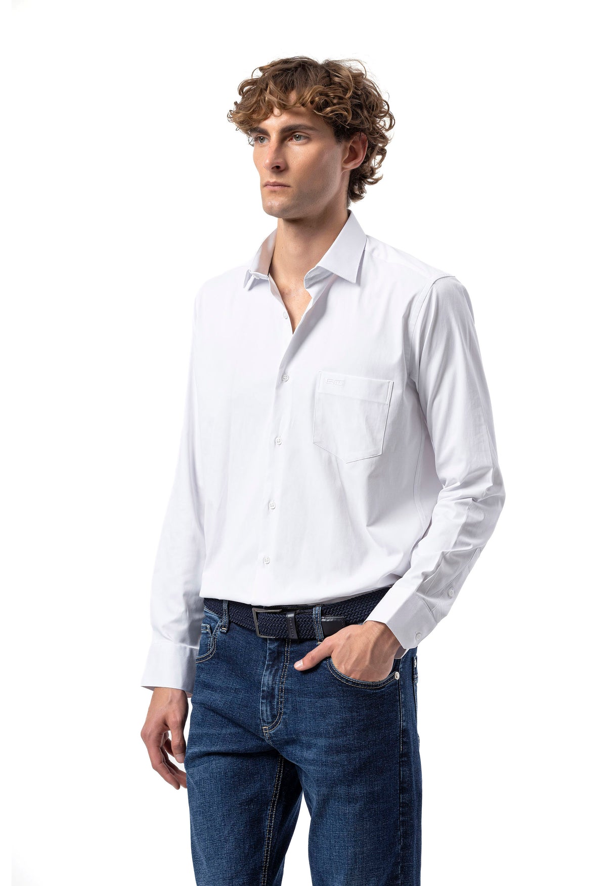 BH100 Klassisches Herrenhemd mit Brusttasche – Bügelleichtes Baumwoll-Satin, Komfort-Passform