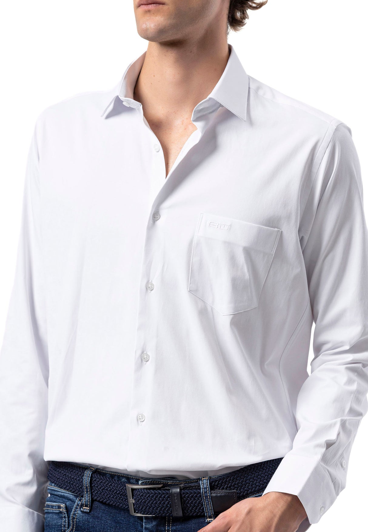 BH100 Klassisches Herrenhemd mit Brusttasche – Bügelleichtes Baumwoll-Satin, Komfort-Passform