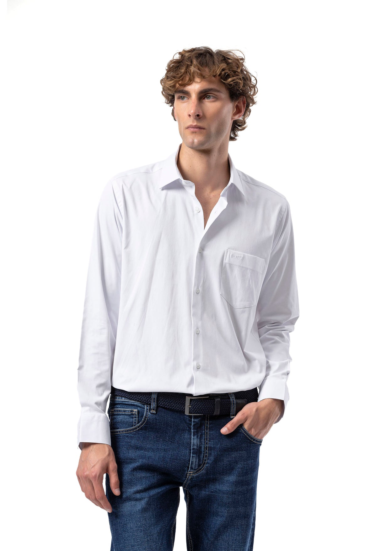 BH100 Klassisches Herrenhemd mit Brusttasche – Bügelleichtes Baumwoll-Satin, Komfort-Passform