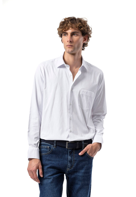 BH100 Klassisches Herrenhemd mit Brusttasche – Bügelleichtes Baumwoll-Satin, Komfort-Passform