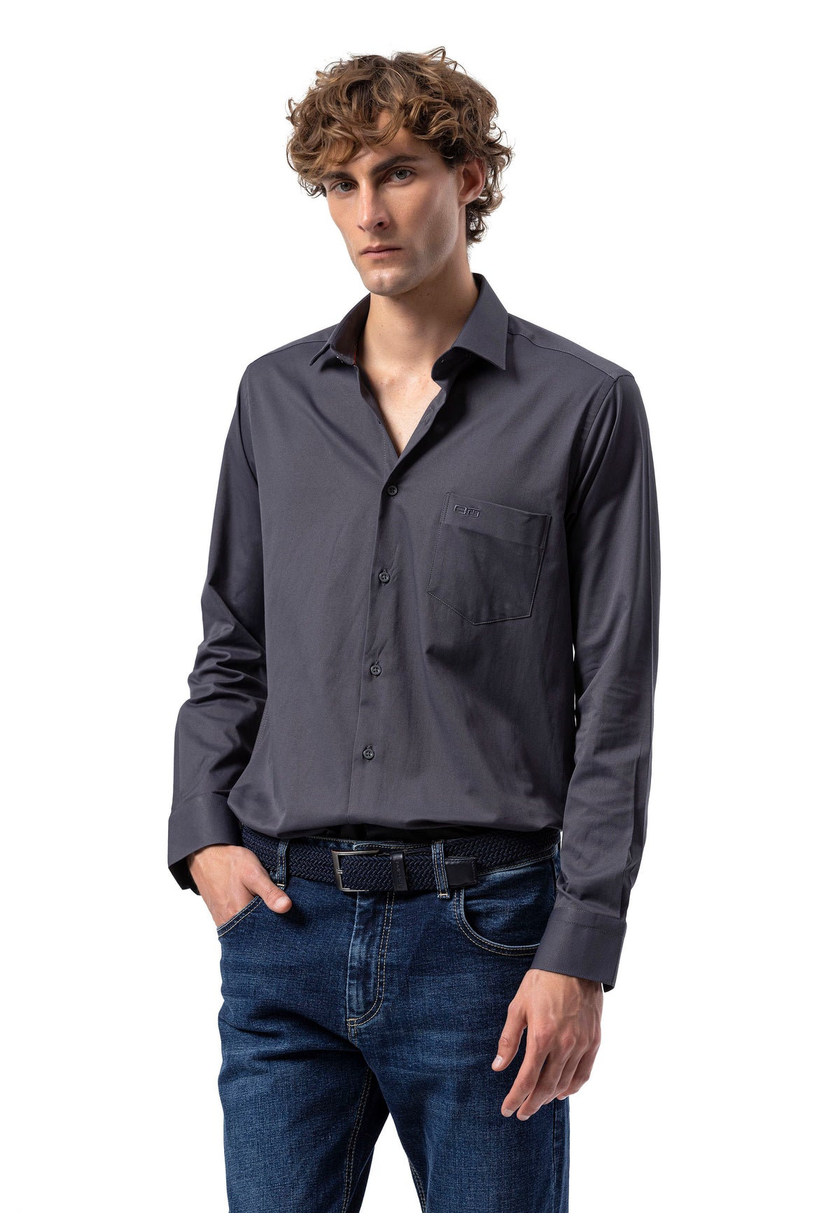 BH100 Klassisches Herrenhemd mit Brusttasche – Bügelleichtes Baumwoll-Satin, Komfort-Passform