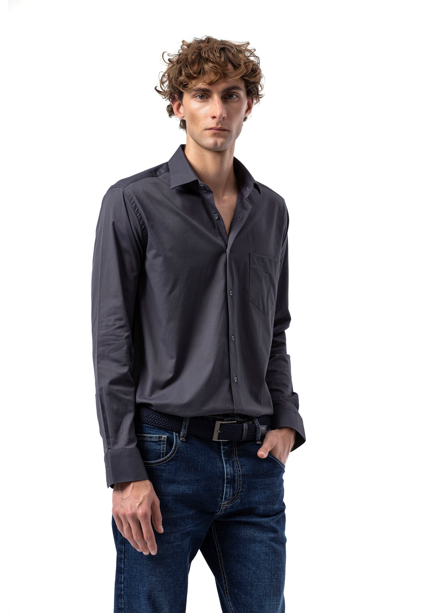 BH100 Klassisches Herrenhemd mit Brusttasche – Bügelleichtes Baumwoll-Satin, Komfort-Passform