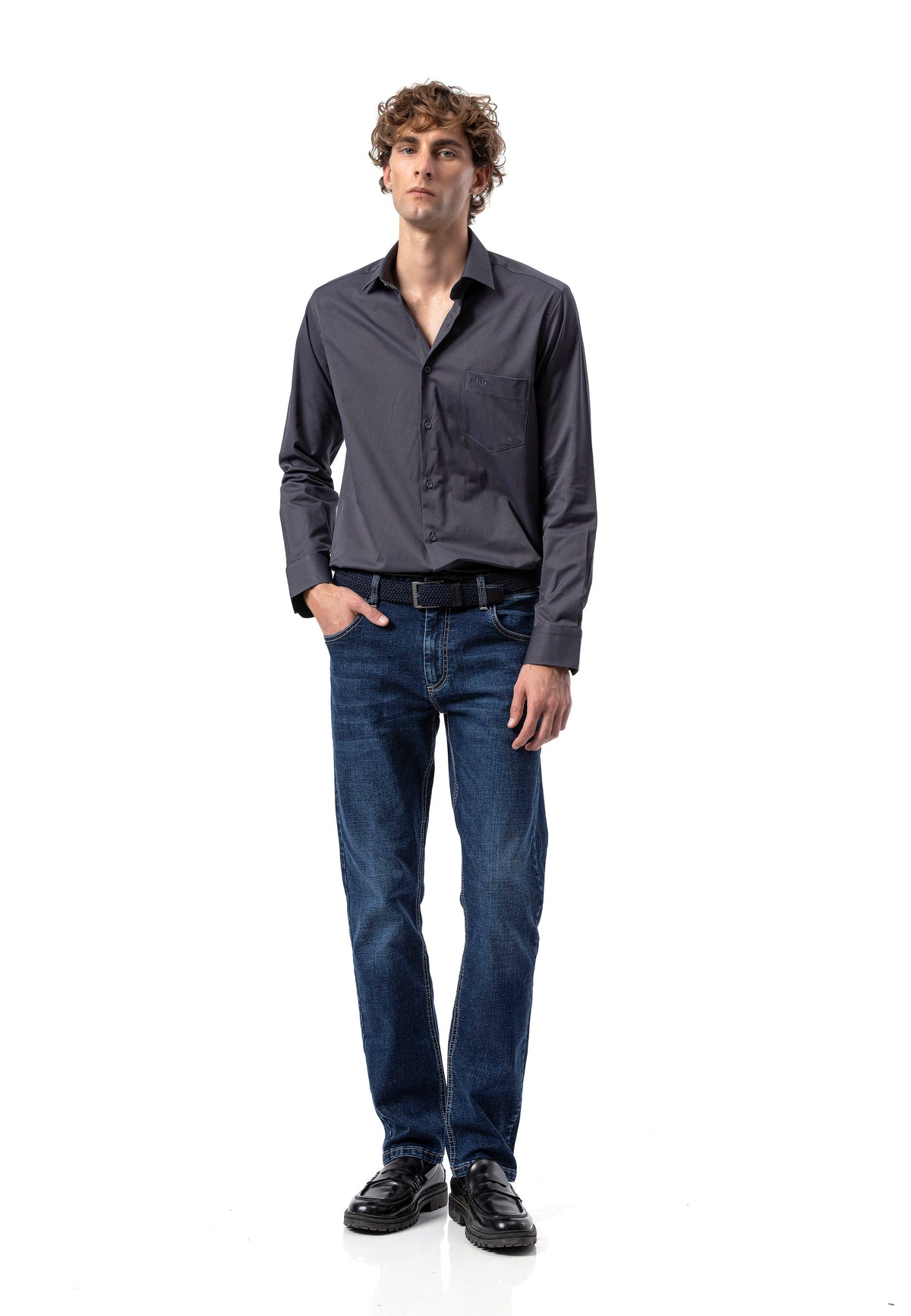 BH100 Klassisches Herrenhemd mit Brusttasche – Bügelleichtes Baumwoll-Satin, Komfort-Passform