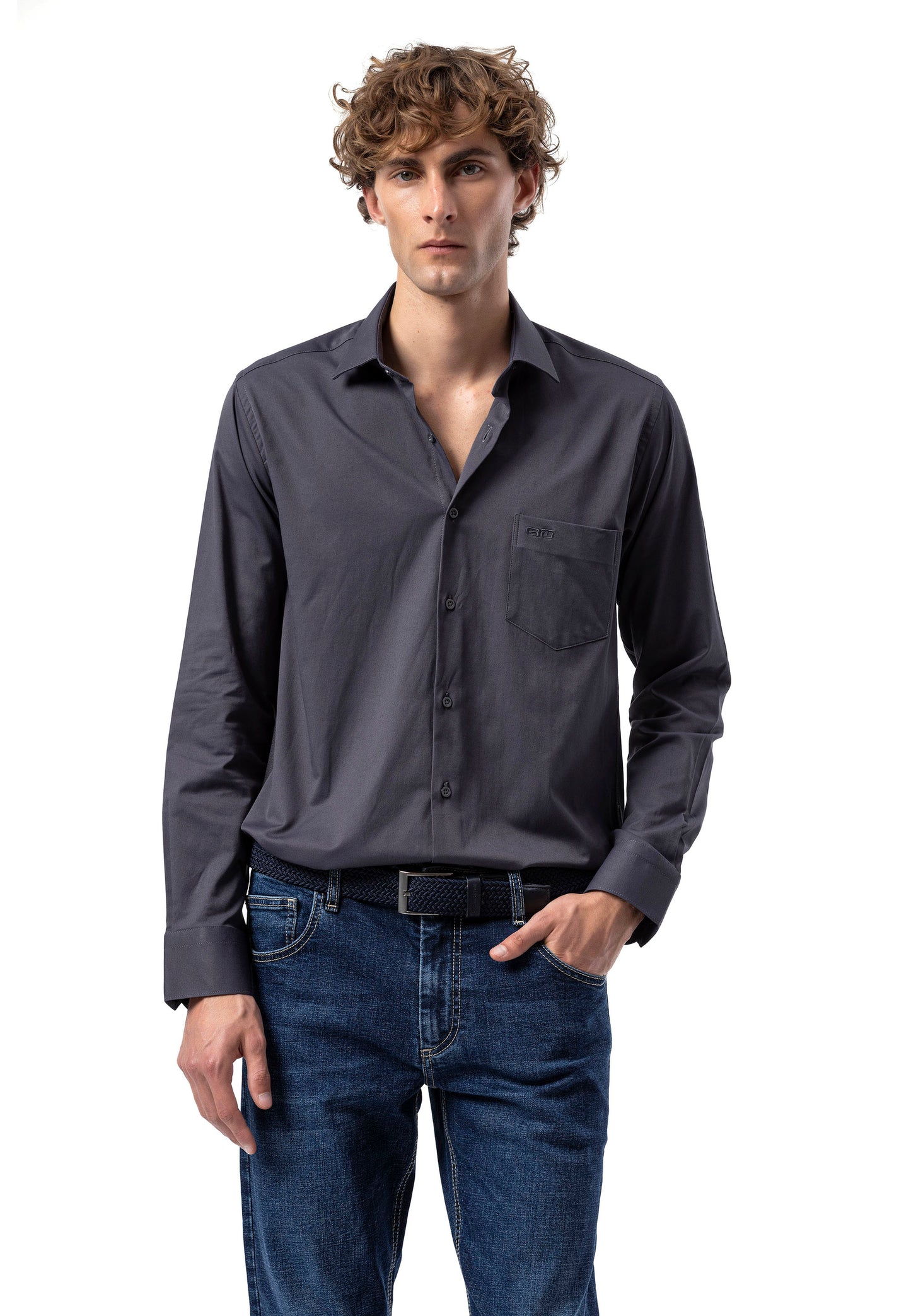 BH100 Klassisches Herrenhemd mit Brusttasche – Bügelleichtes Baumwoll-Satin, Komfort-Passform