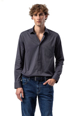 BH100 Klassisches Herrenhemd mit Brusttasche – Bügelleichtes Baumwoll-Satin, Komfort-Passform