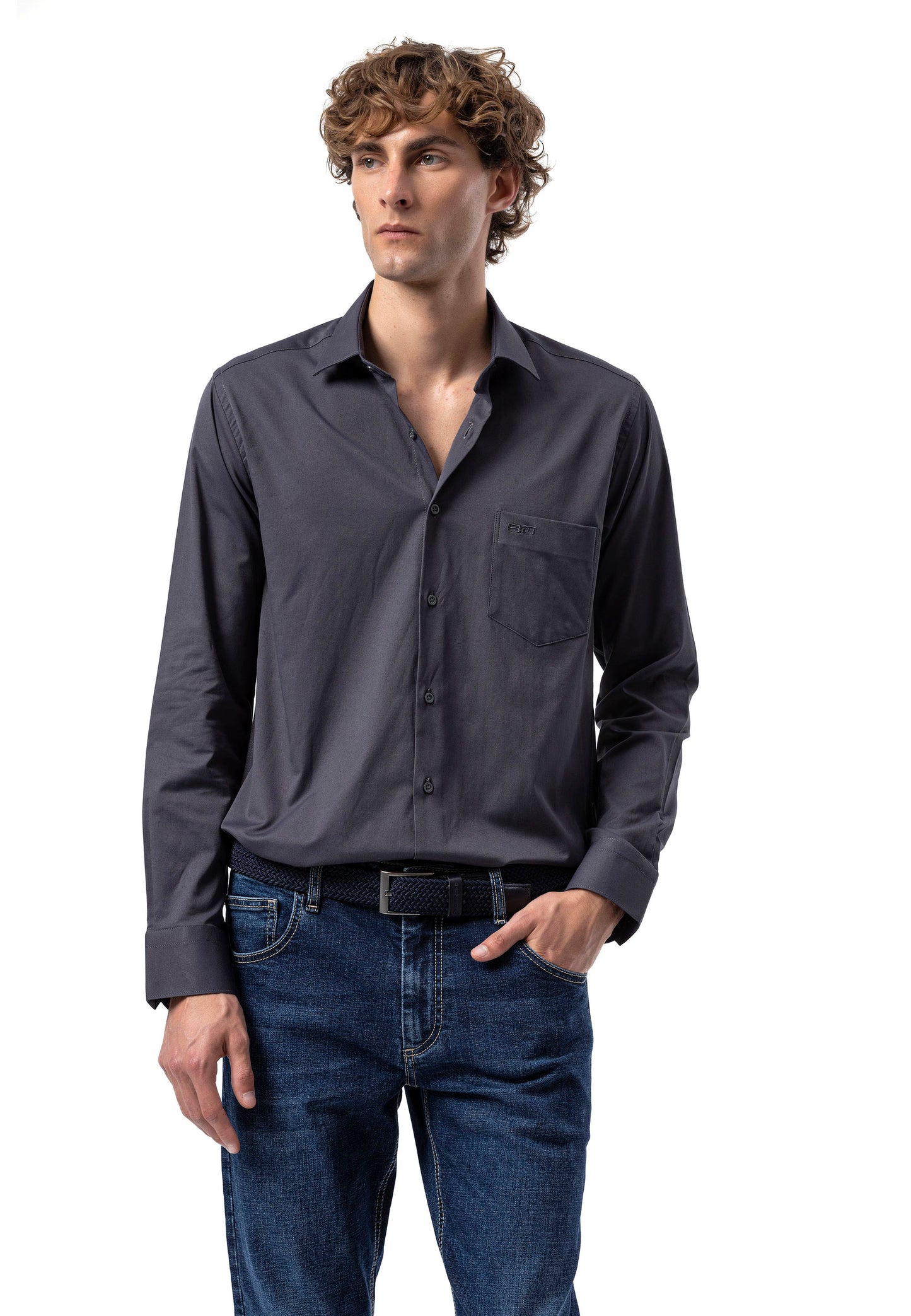 BH100 Klassisches Herrenhemd mit Brusttasche – Bügelleichtes Baumwoll-Satin, Komfort-Passform