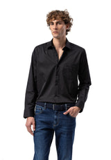 BH100 Klassisches Herrenhemd mit Brusttasche – Bügelleichtes Baumwoll-Satin, Komfort-Passform