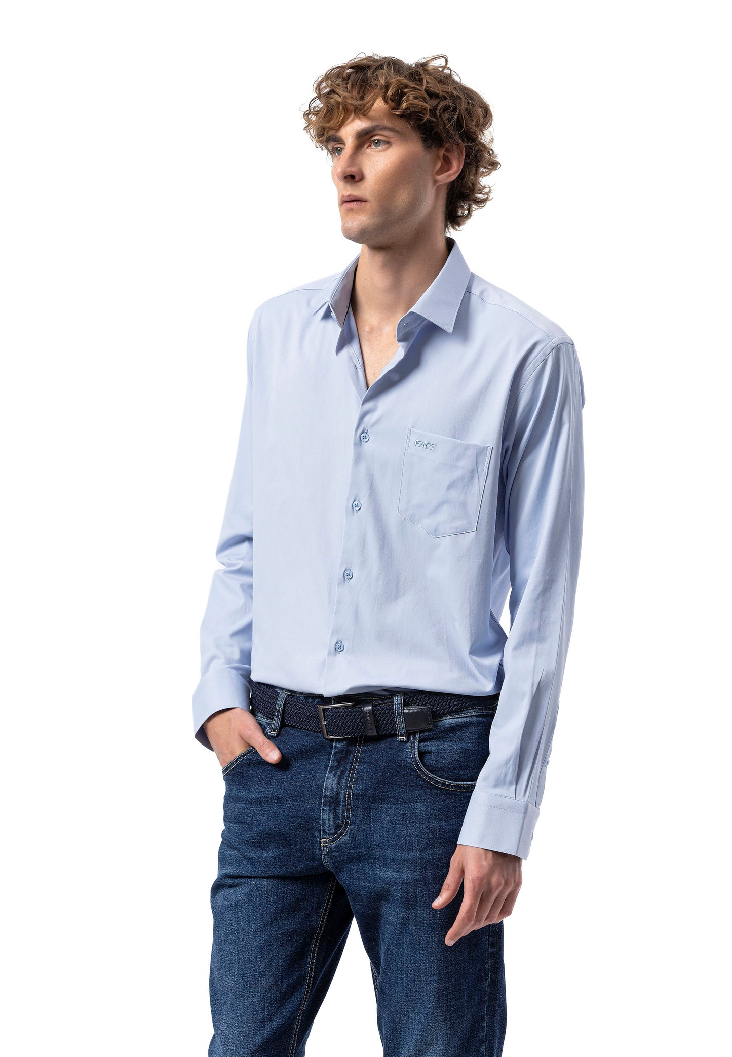 BH100 Klassisches Herrenhemd mit Brusttasche – Bügelleichtes Baumwoll-Satin, Komfort-Passform