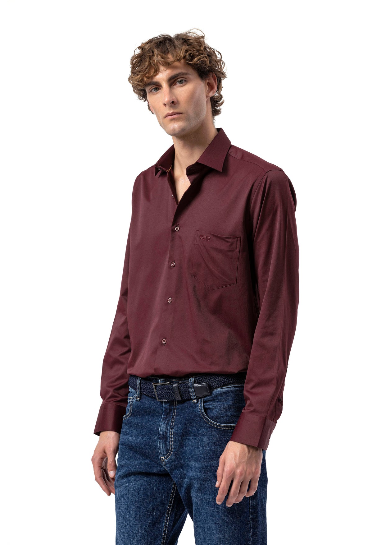 BH100 Klassisches Herrenhemd mit Brusttasche – Bügelleichtes Baumwoll-Satin, Komfort-Passform