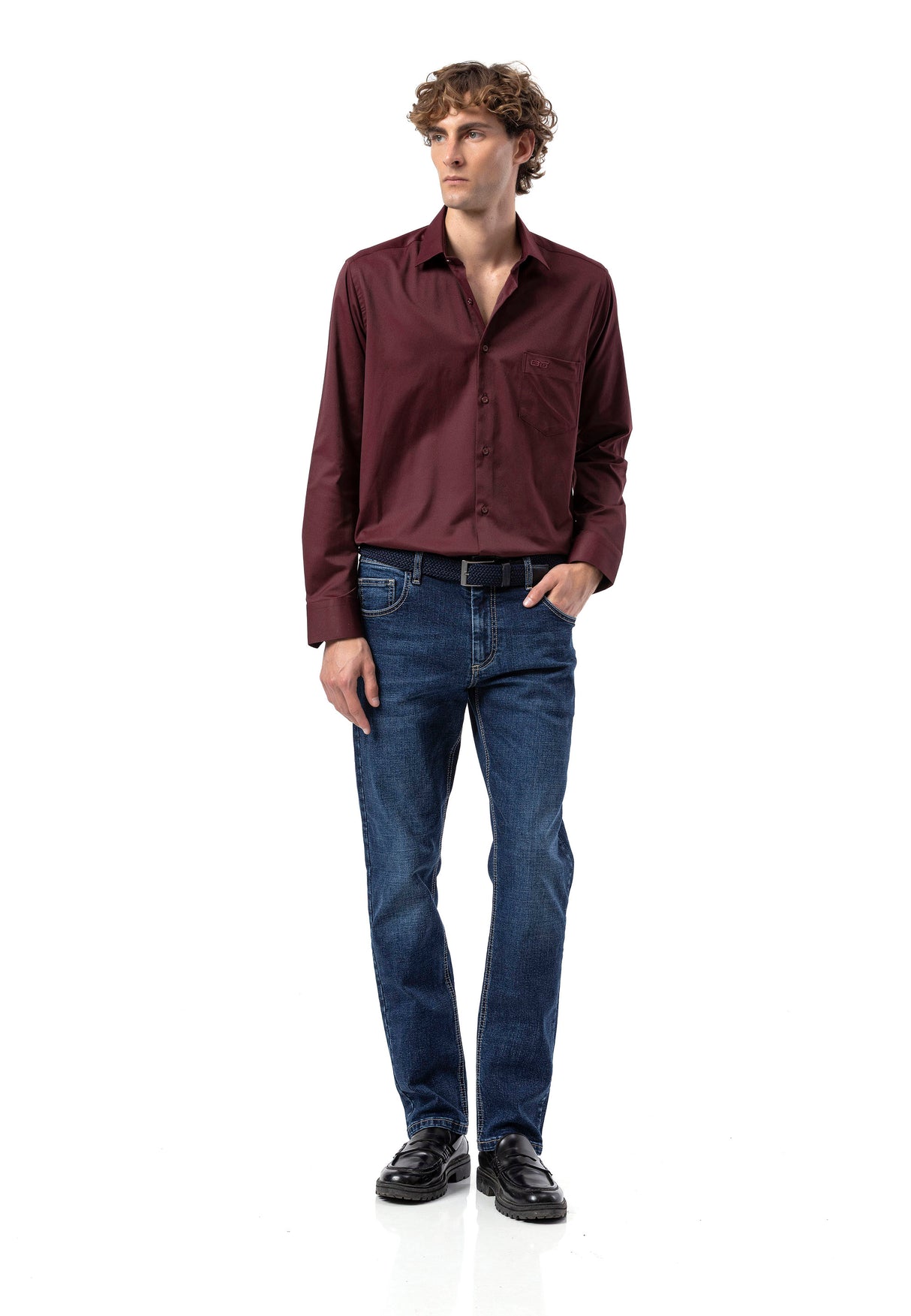 BH100 Klassisches Herrenhemd mit Brusttasche – Bügelleichtes Baumwoll-Satin, Komfort-Passform