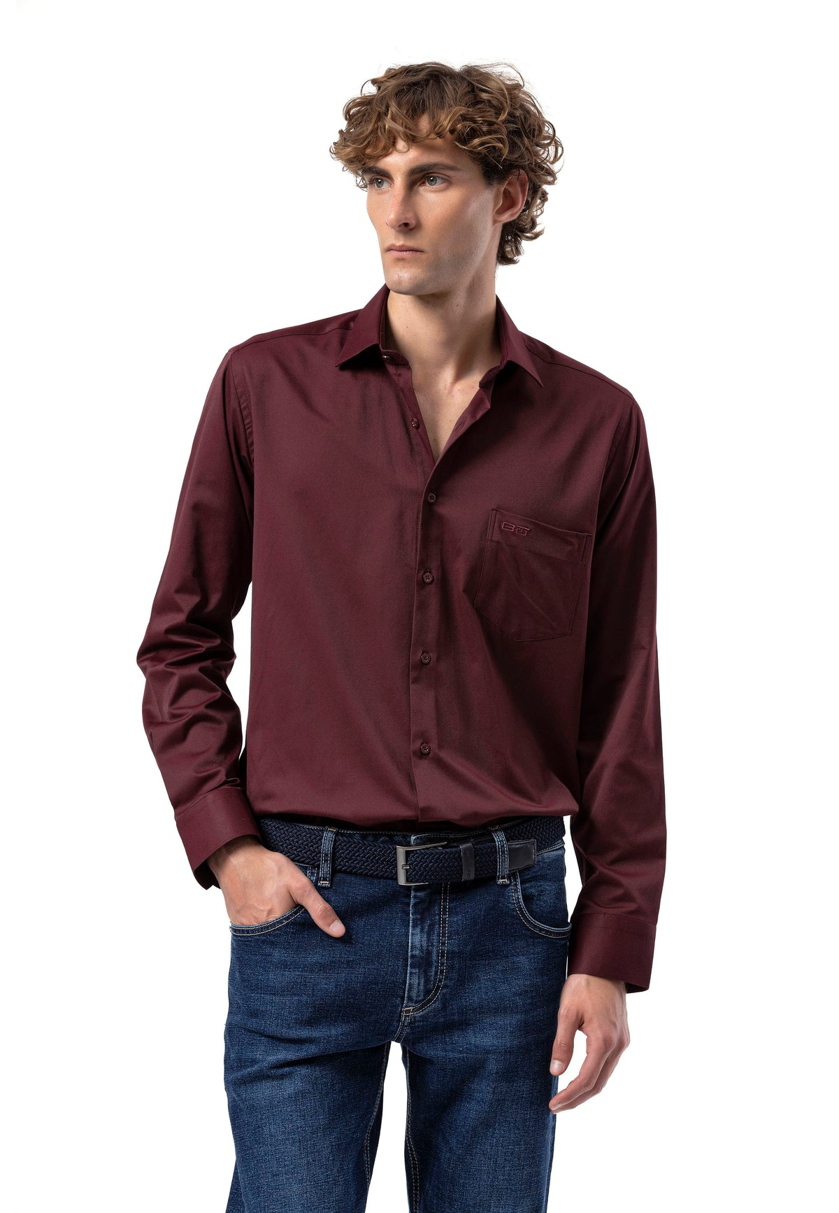 BH100 Klassisches Herrenhemd mit Brusttasche – Bügelleichtes Baumwoll-Satin, Komfort-Passform