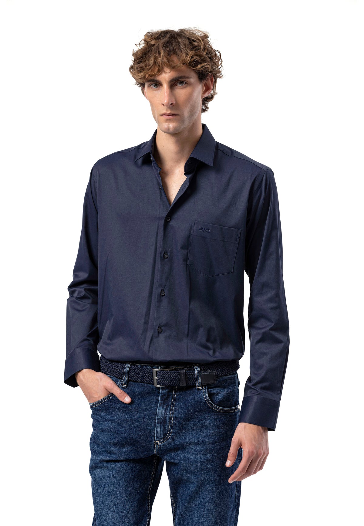 BH100 Klassisches Herrenhemd mit Brusttasche – Bügelleichtes Baumwoll-Satin, Komfort-Passform