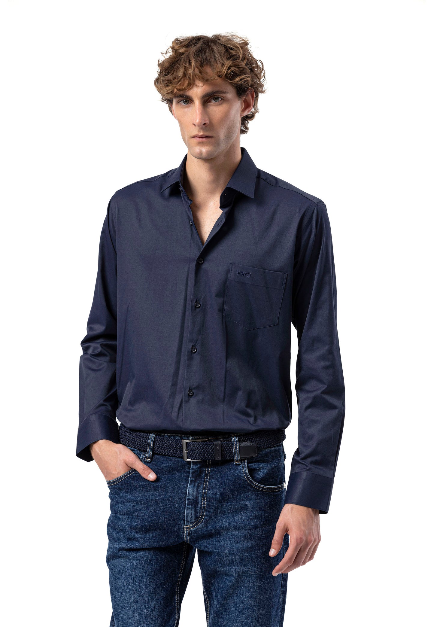 BH100 Klassisches Herrenhemd mit Brusttasche – Bügelleichtes Baumwoll-Satin, Komfort-Passform