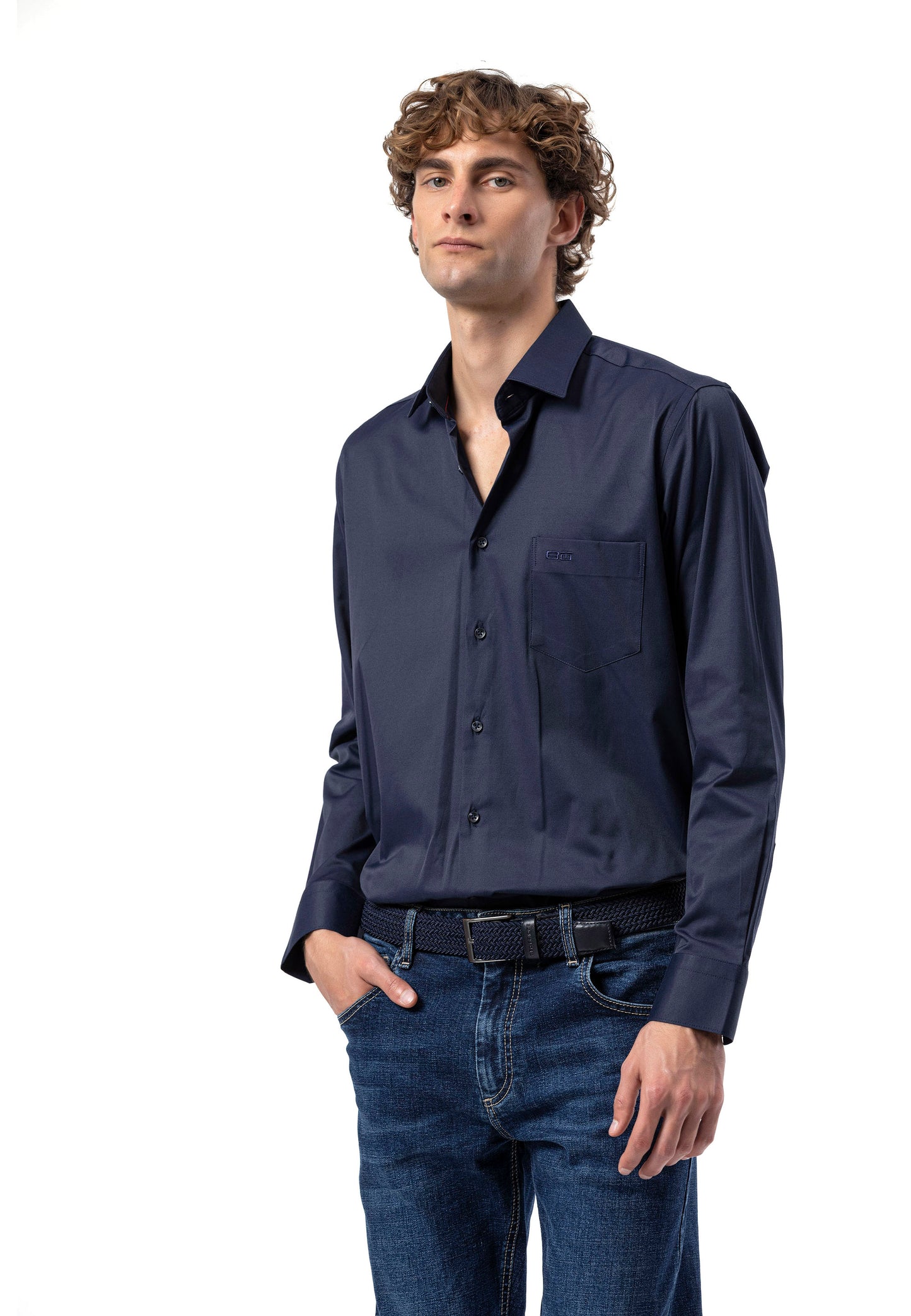 BH100 Klassisches Herrenhemd mit Brusttasche – Bügelleichtes Baumwoll-Satin, Komfort-Passform