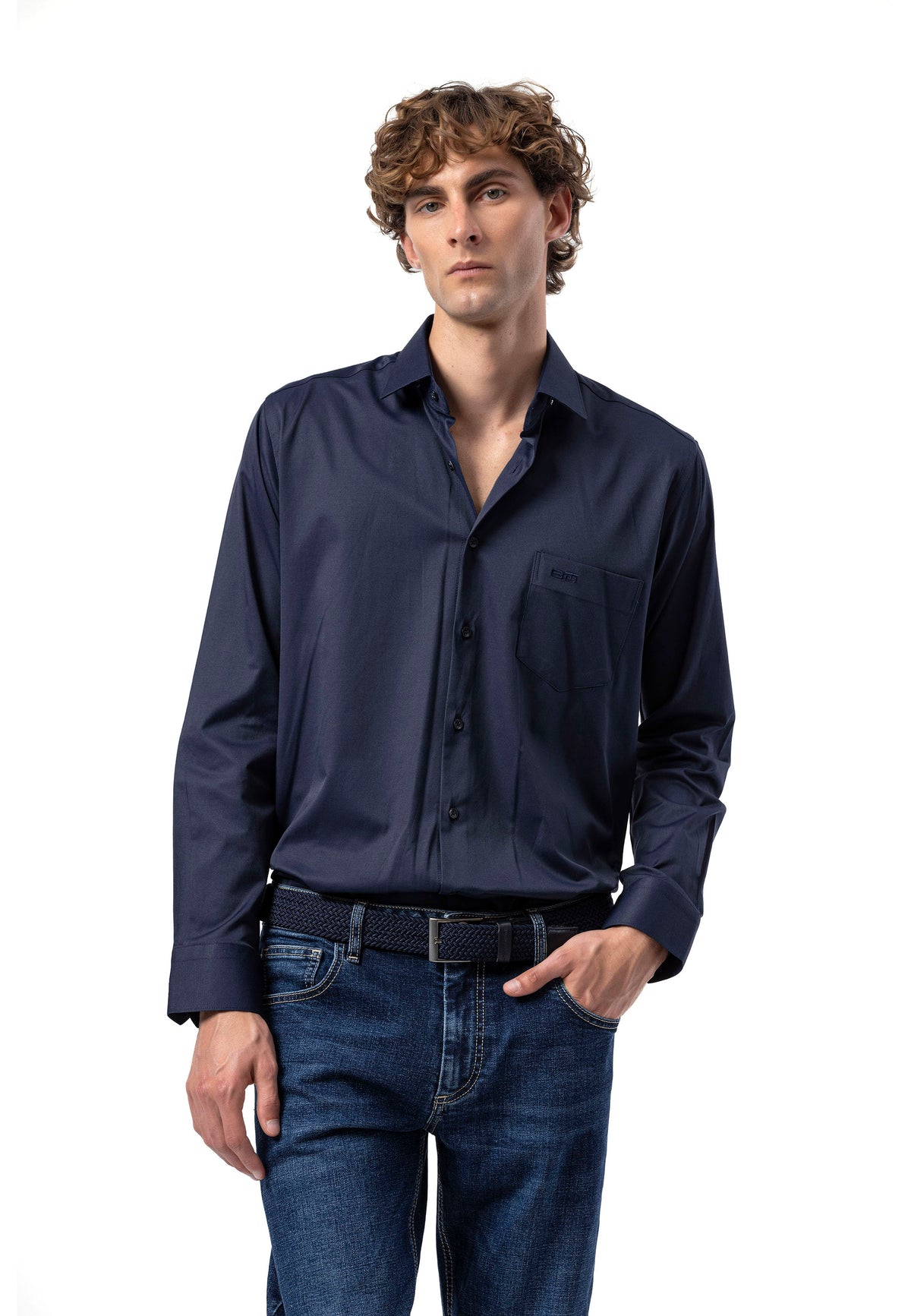 BH100 Klassisches Herrenhemd mit Brusttasche – Bügelleichtes Baumwoll-Satin, Komfort-Passform