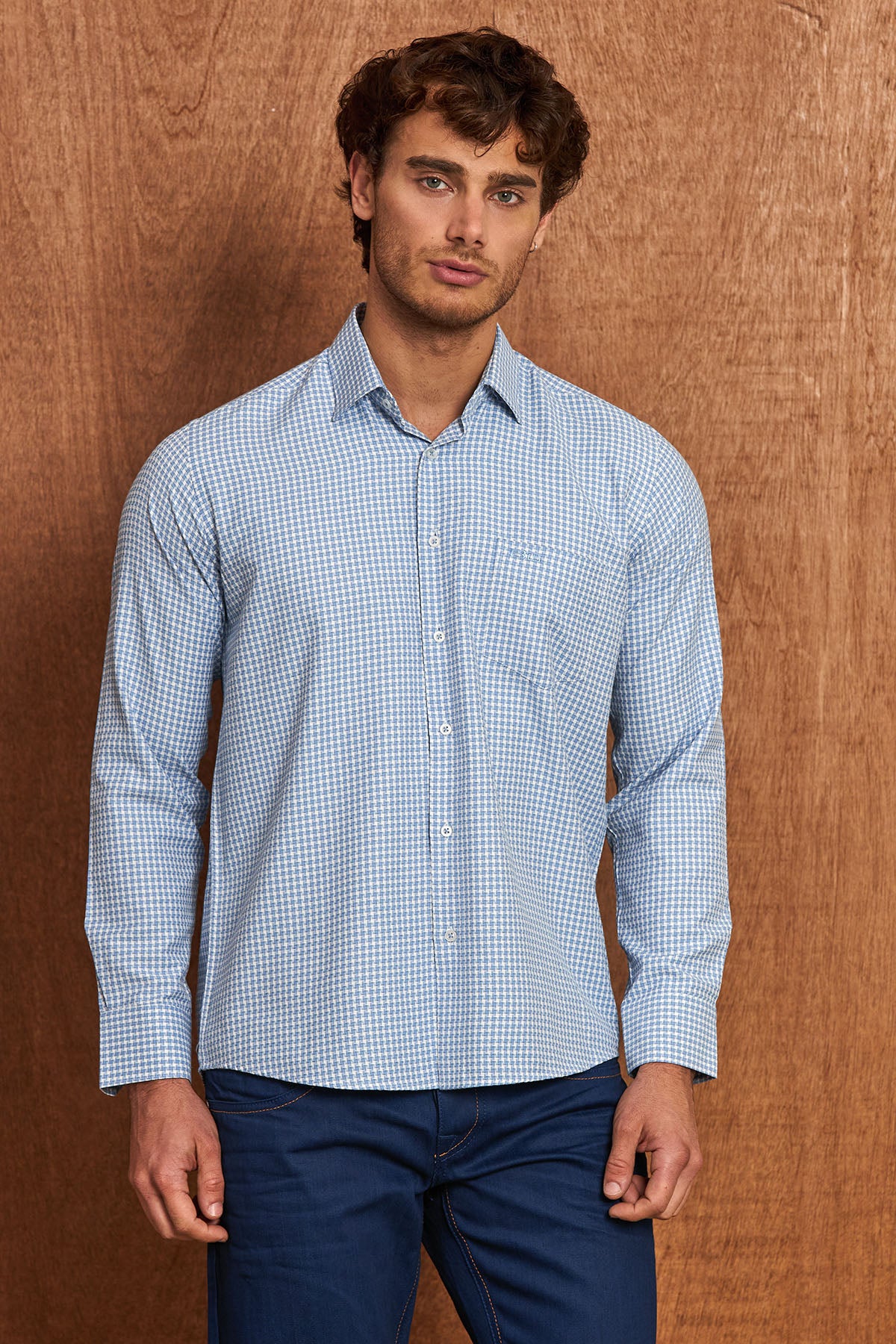 BH102 Klassisches Herrenhemd – Regular Fit, Baumwoll-Satin, Bügelleicht mit Brusttasche