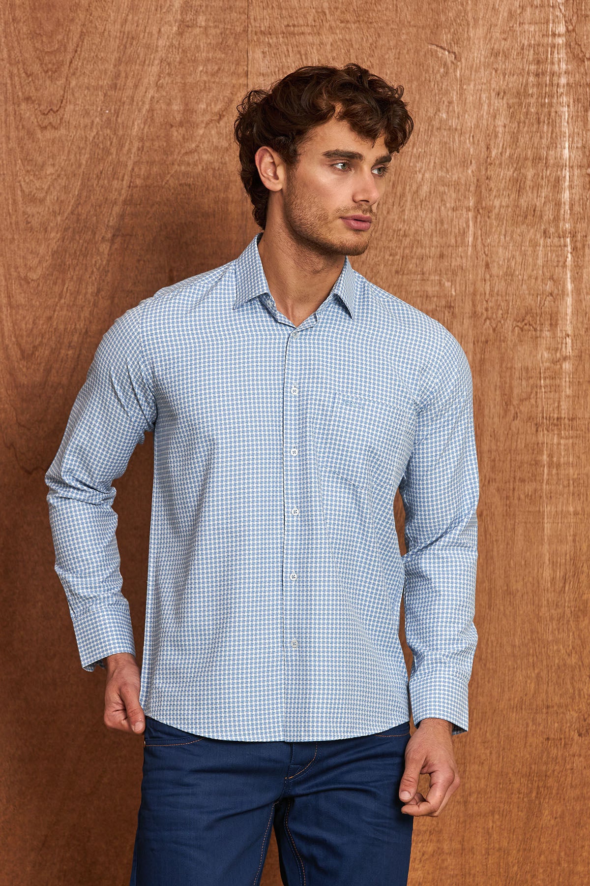 BH102 Klassisches Herrenhemd – Regular Fit, Baumwoll-Satin, Bügelleicht mit Brusttasche