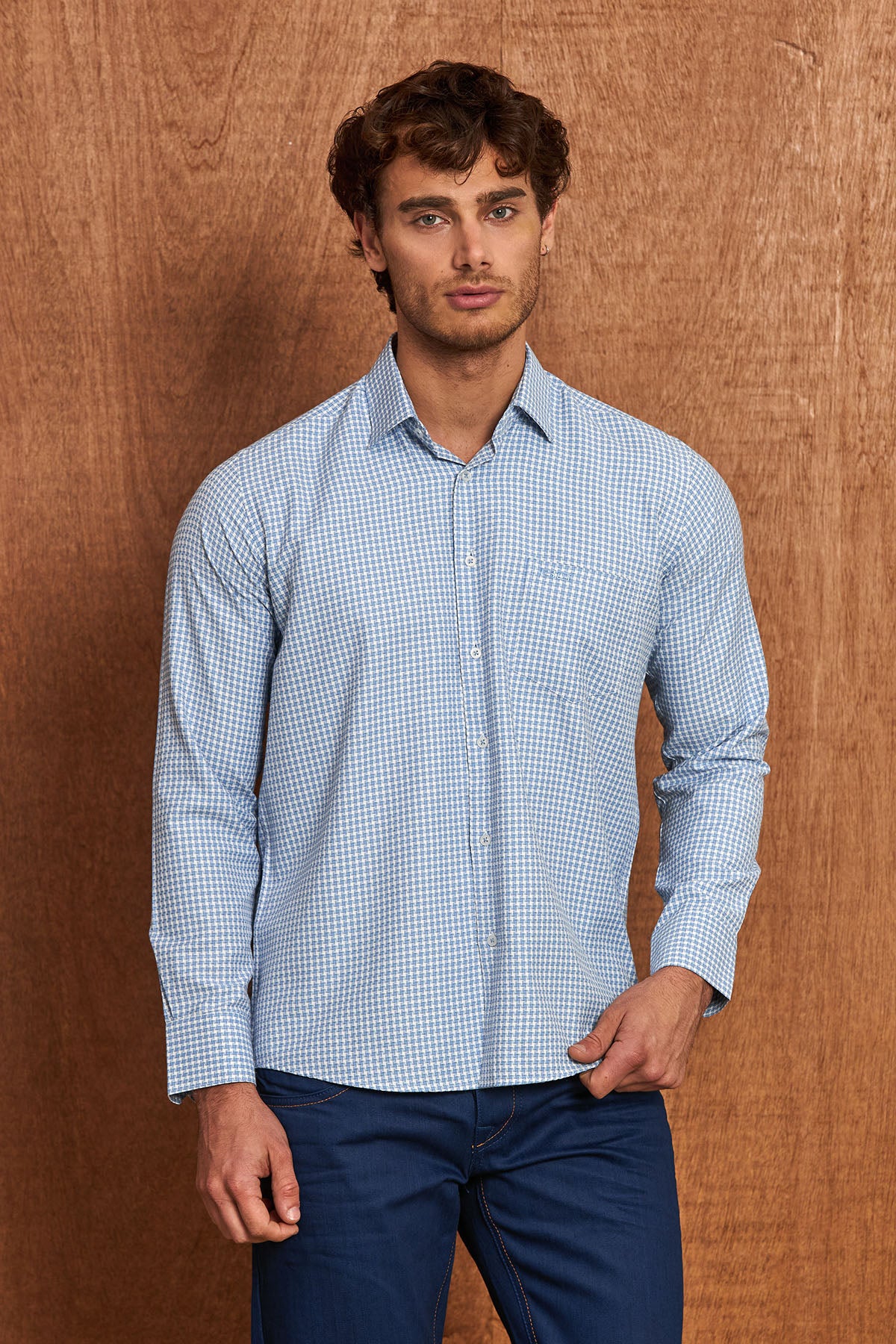 BH102 Klassisches Herrenhemd – Regular Fit, Baumwoll-Satin, Bügelleicht mit Brusttasche