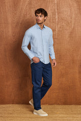 BH102 Klassisches Herrenhemd – Regular Fit, Baumwoll-Satin, Bügelleicht mit Brusttasche