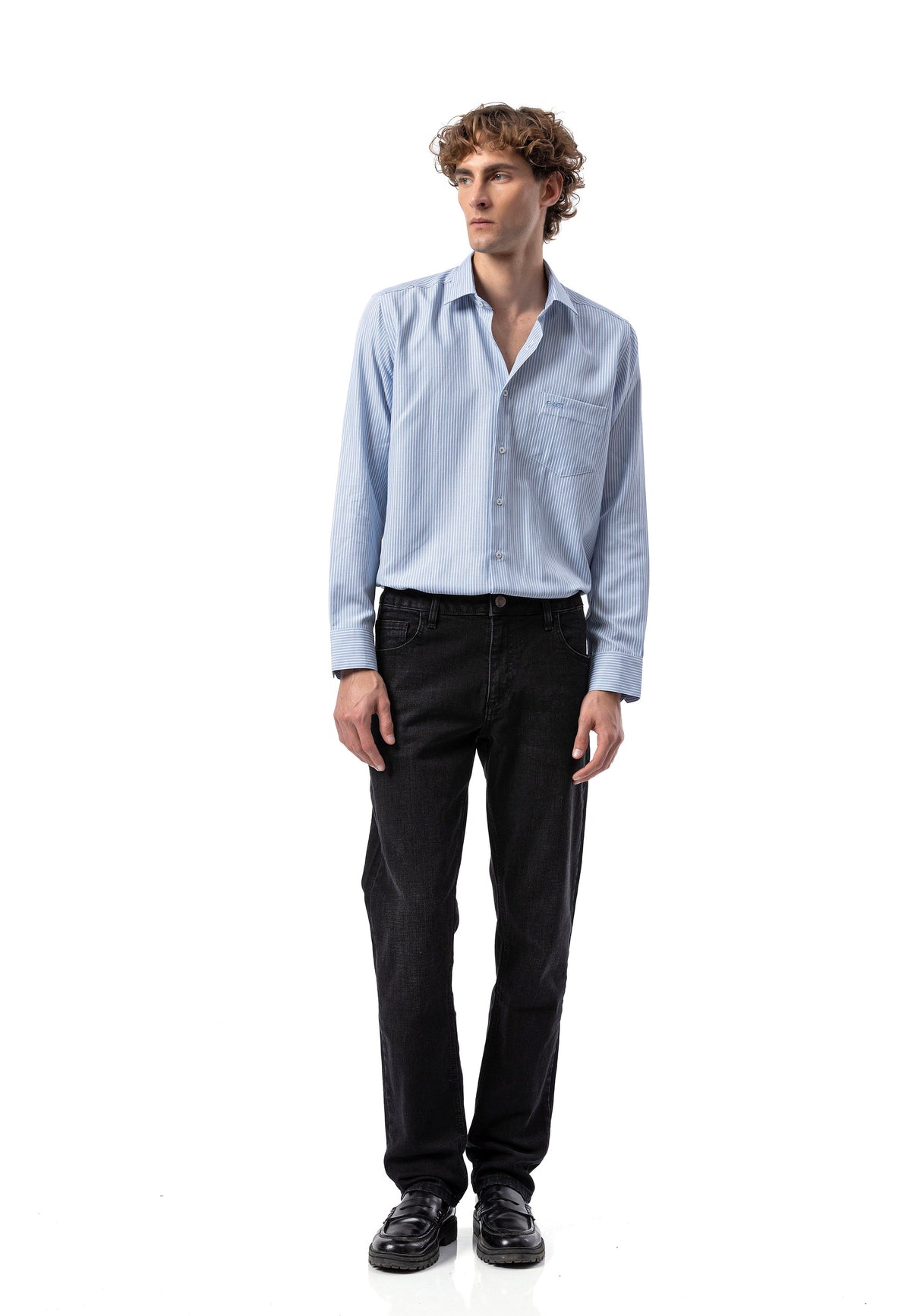 BH104 Klassisches Herrenhemd – Regular Fit, Baumwolle mit Streifenmuster, Bügelleicht &amp; Komfortabel