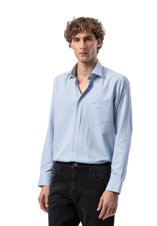 BH104 Klassisches Herrenhemd – Regular Fit, Baumwolle mit Streifenmuster, Bügelleicht &amp; Komfortabel