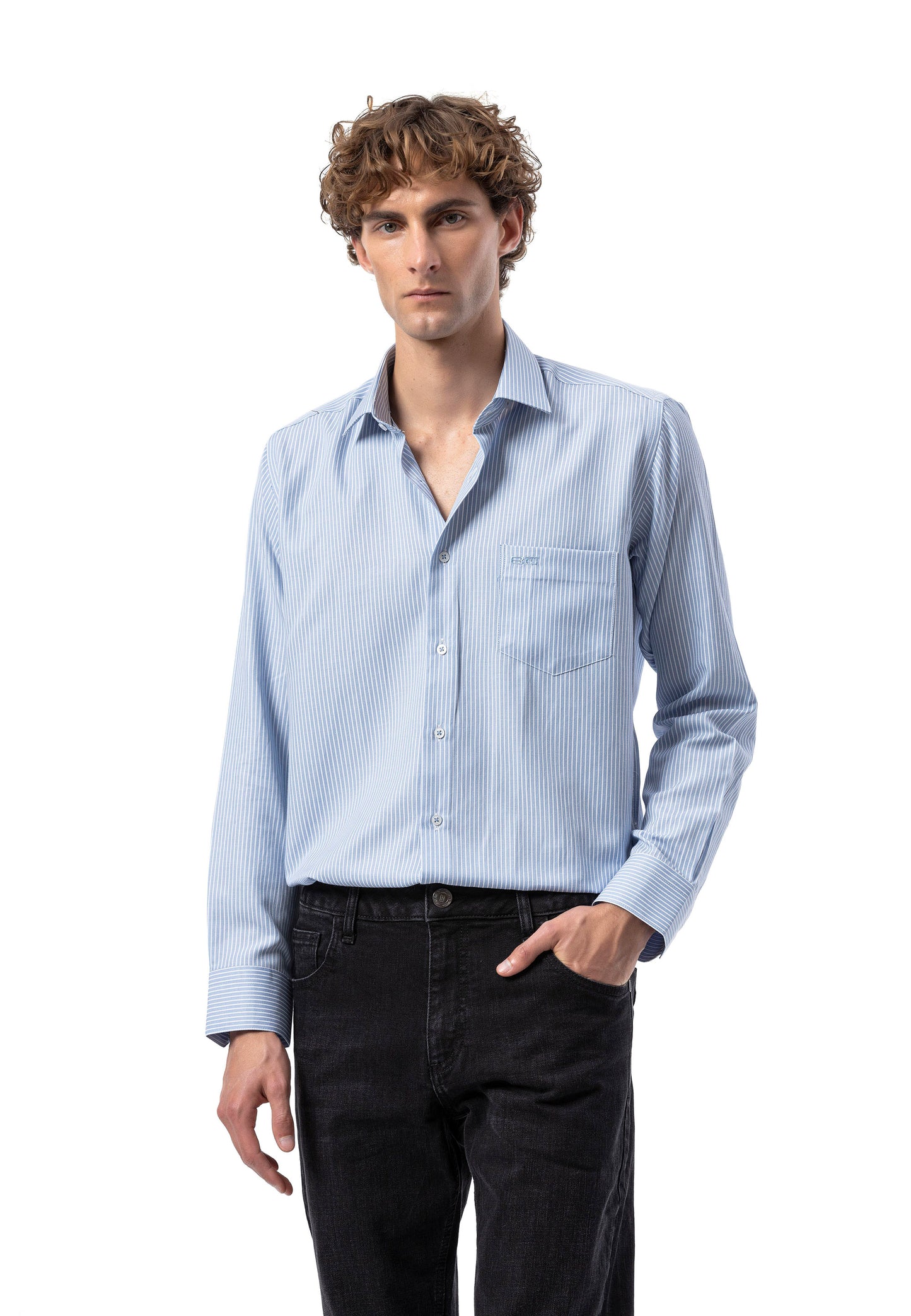 BH104 Klassisches Herrenhemd – Regular Fit, Baumwolle mit Streifenmuster, Bügelleicht &amp; Komfortabel