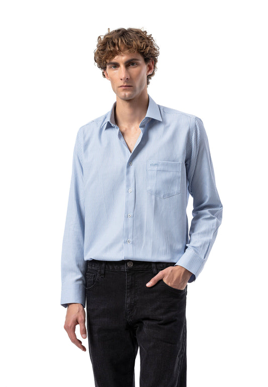 BH104 Klassisches Herrenhemd – Regular Fit, Baumwolle mit Streifenmuster, Bügelleicht &amp; Komfortabel