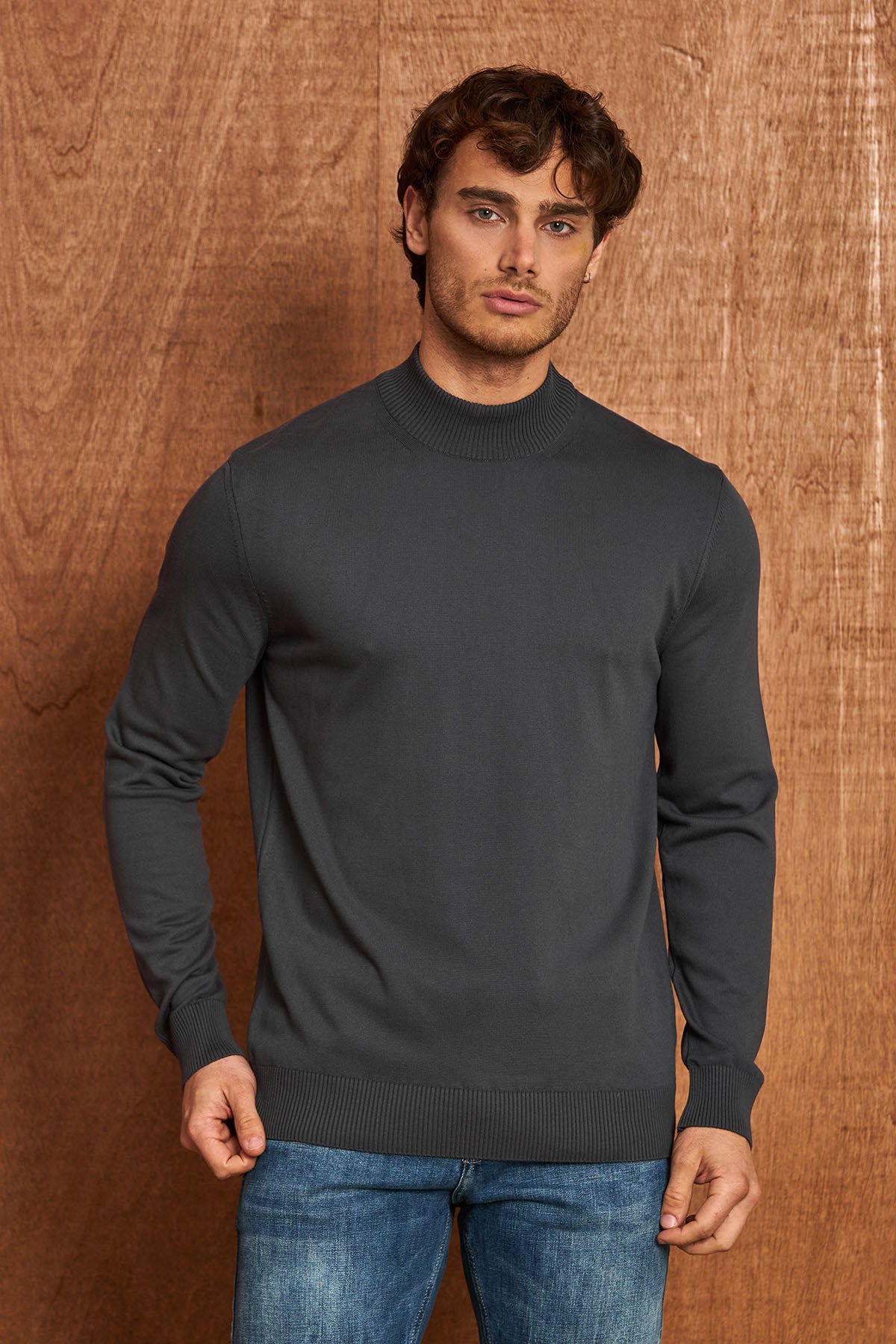 BP201 Herren Pullover mit Stehkragen – Regular Fit