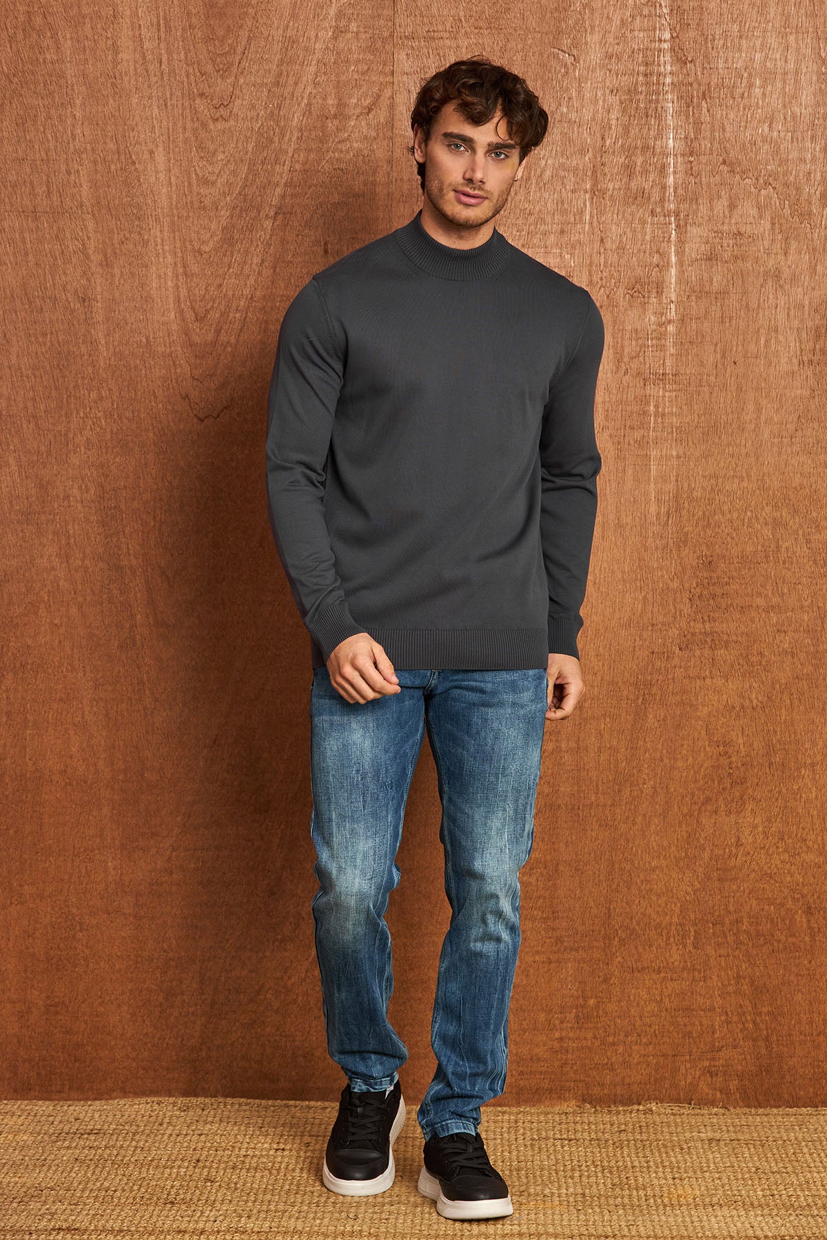 BP201 Herren Pullover mit Stehkragen – Regular Fit