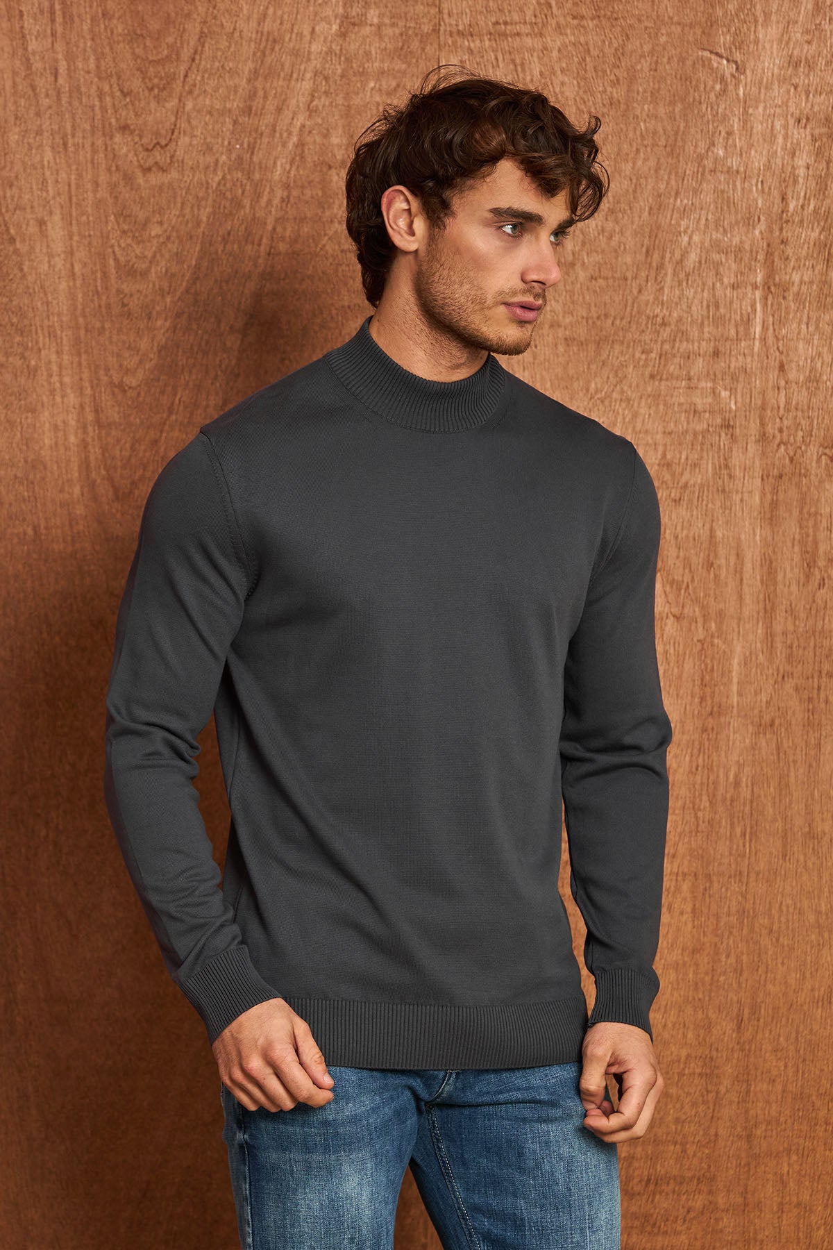 BP201 Herren Pullover mit Stehkragen – Regular Fit