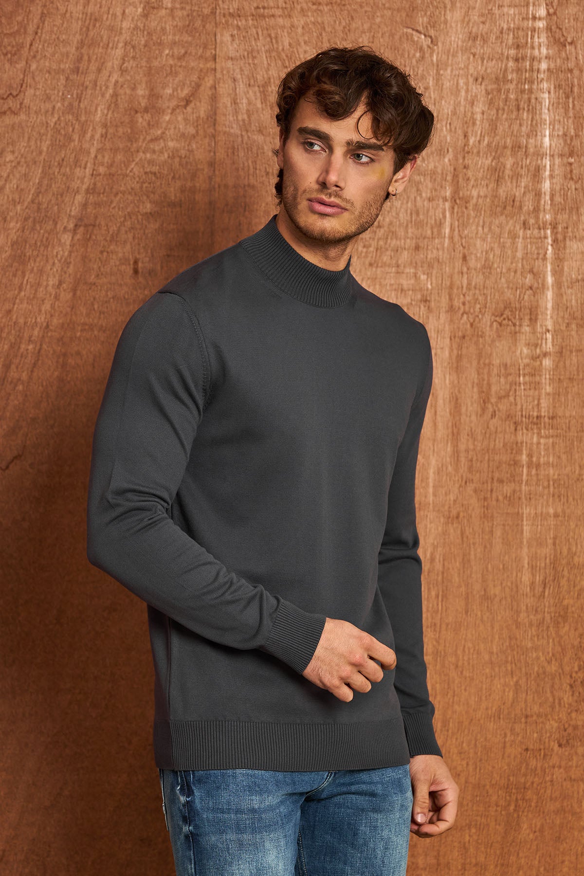 BP201 Herren Pullover mit Stehkragen – Regular Fit