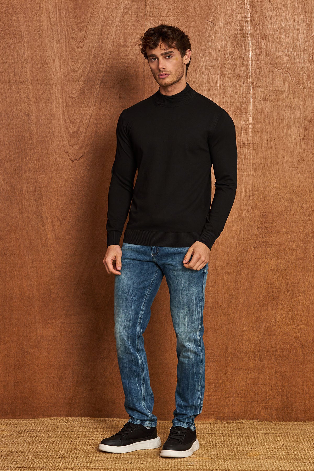 BP201 Herren Pullover mit Stehkragen – Regular Fit