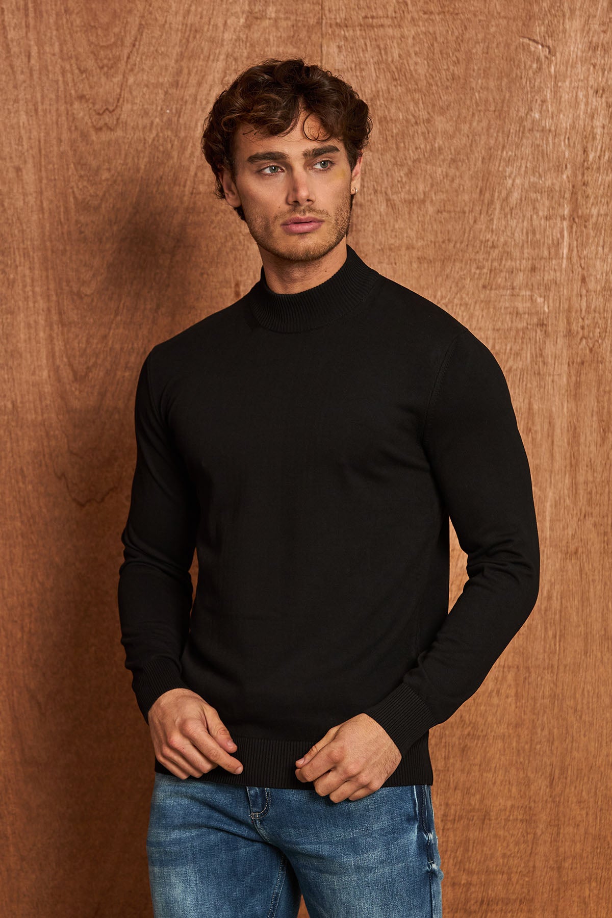 BP201 Herren Pullover mit Stehkragen – Regular Fit