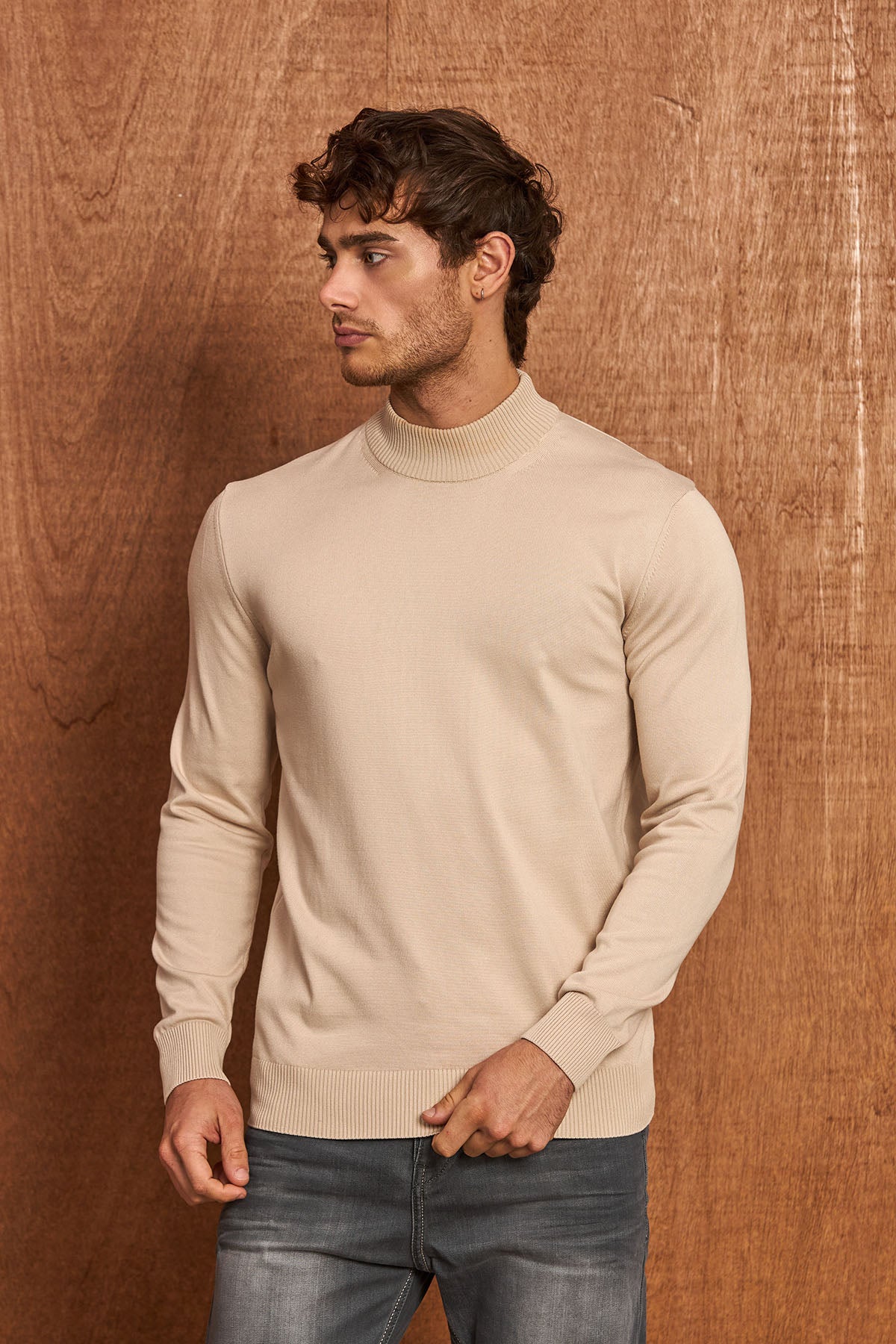 BP201 Herren Pullover mit Stehkragen – Regular Fit